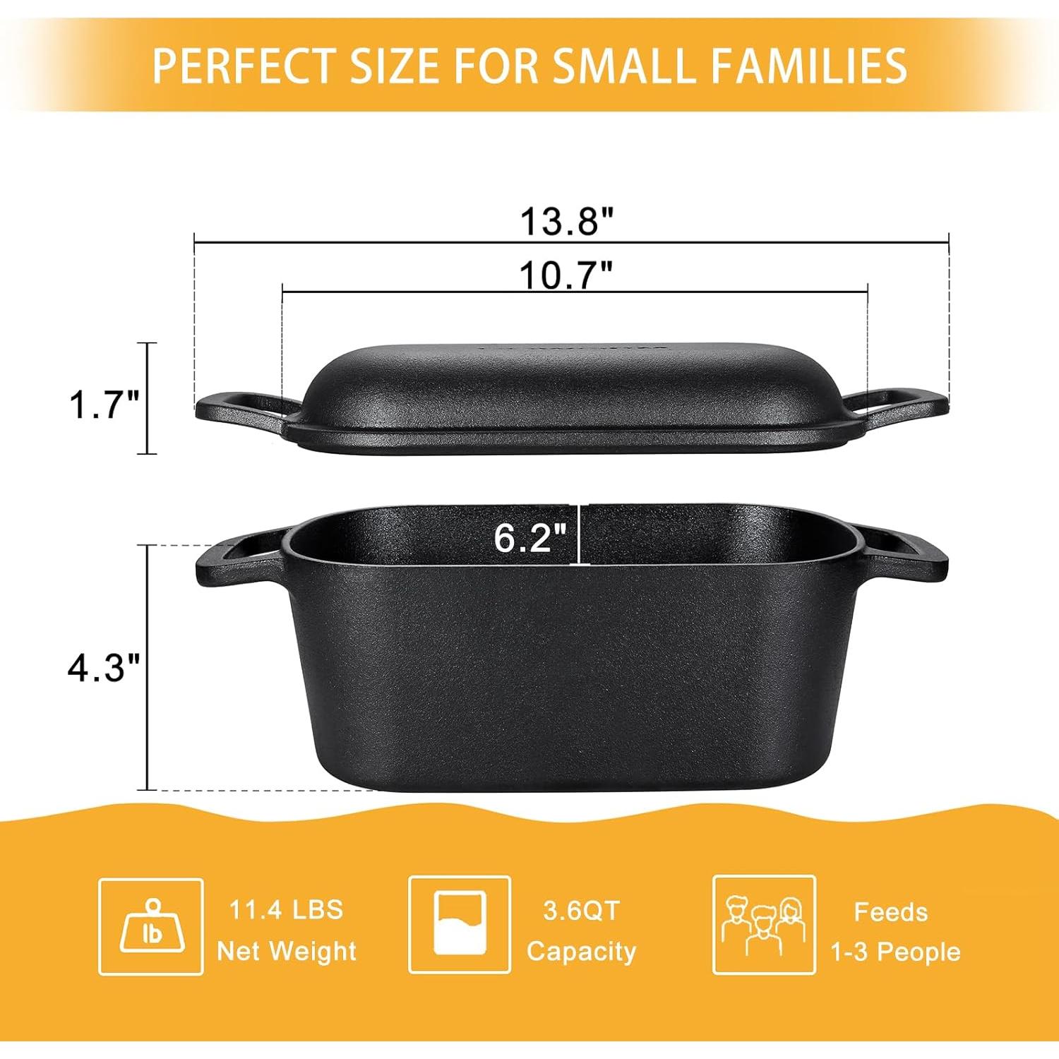 Olla de Hierro Fundido Ovalada COWORM 3.6QT con Tapa