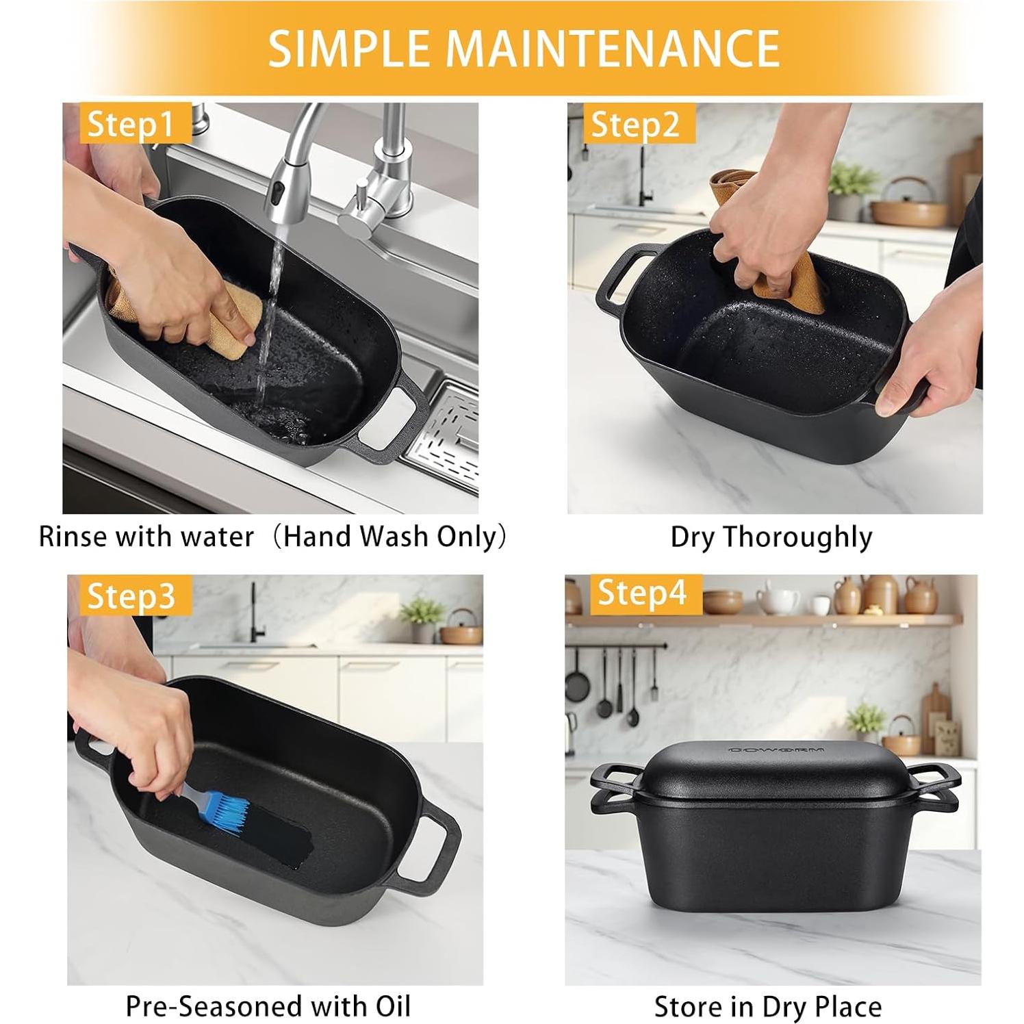 Olla de Hierro Fundido Ovalada COWORM 3.6QT con Tapa