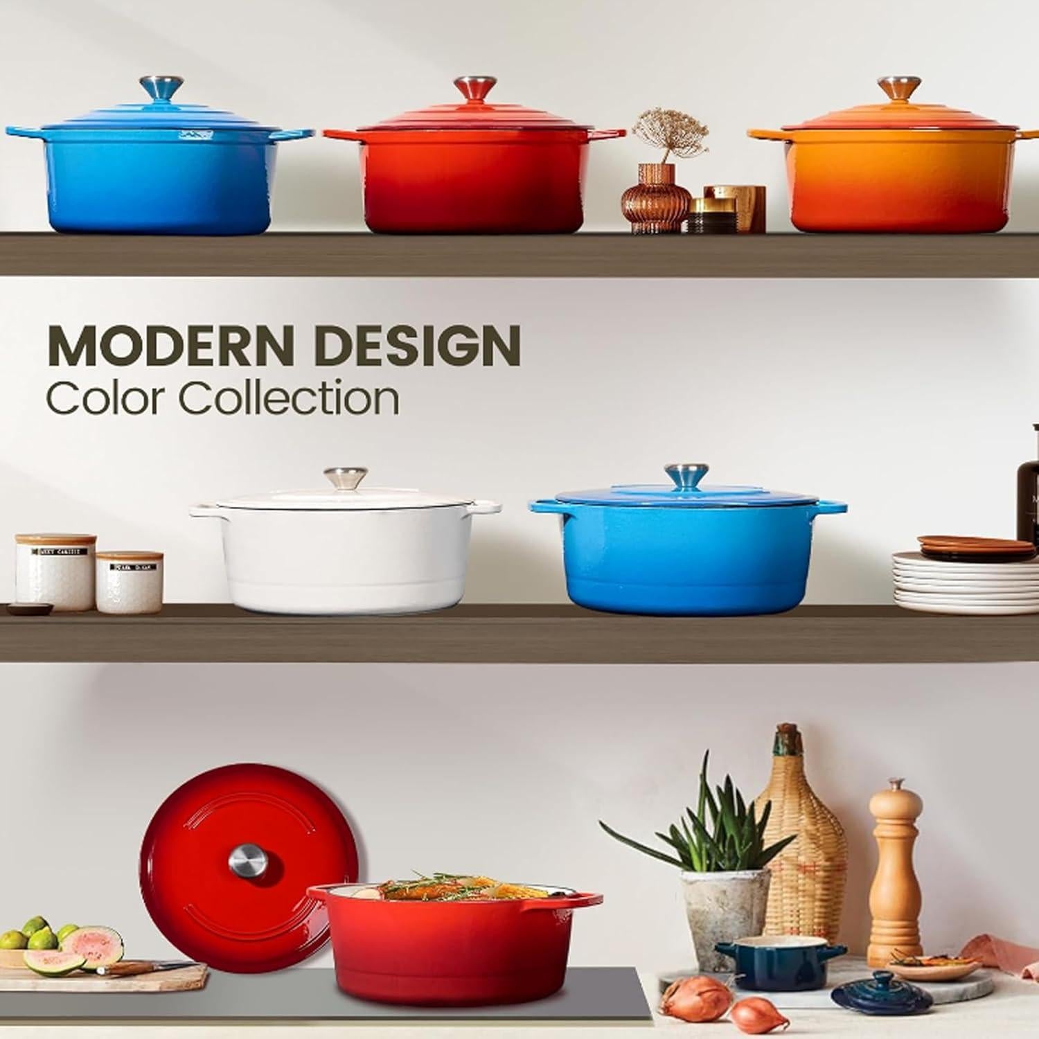 Olla de Hierro Fundido Chef Power 5QT Enameleda Azul