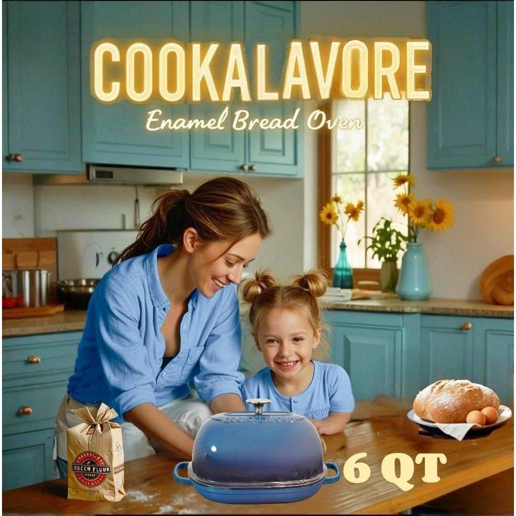 Horno de Pan Cookalavore 6QT Hierro Fundido Enameled Azul