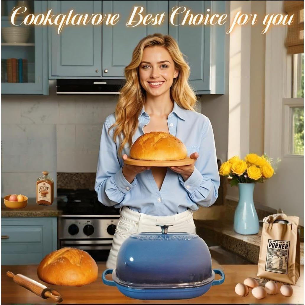 Horno de Pan Cookalavore 6QT Hierro Fundido Enameled Azul