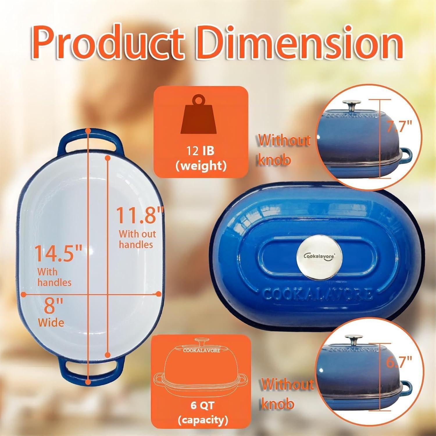 Horno de Pan Cookalavore 6QT Hierro Fundido Enameled Azul