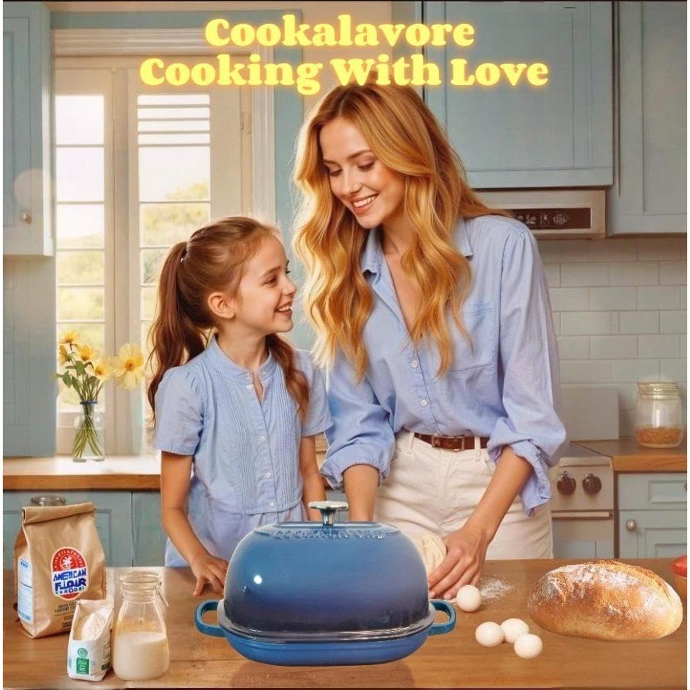 Horno de Pan Cookalavore 6QT Hierro Fundido Enameled Azul