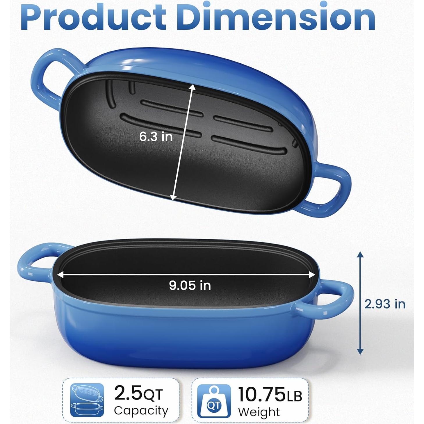 Horno Holandés de Hierro Fundido Matscover 2.5QT Azul