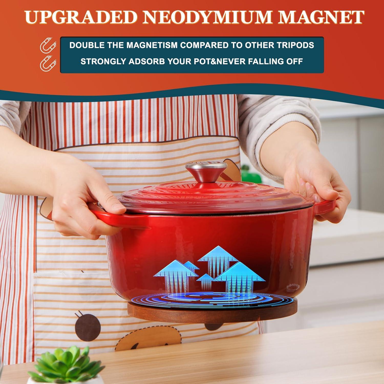 Trivet Magnético de Madera Acacia Sxmprail 23 cm Antideslizante