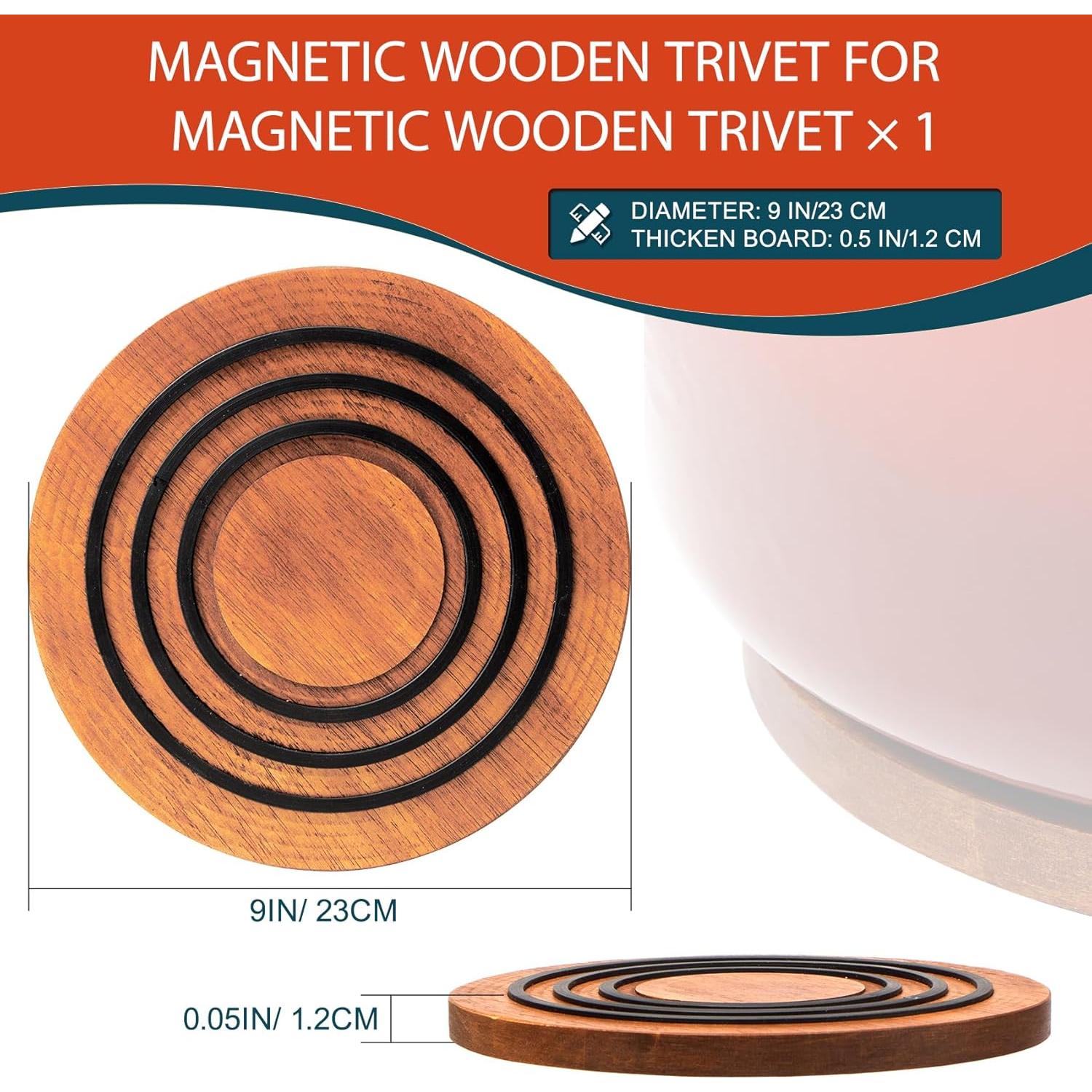 Trivet Magnético de Madera Acacia Sxmprail 23 cm Antideslizante