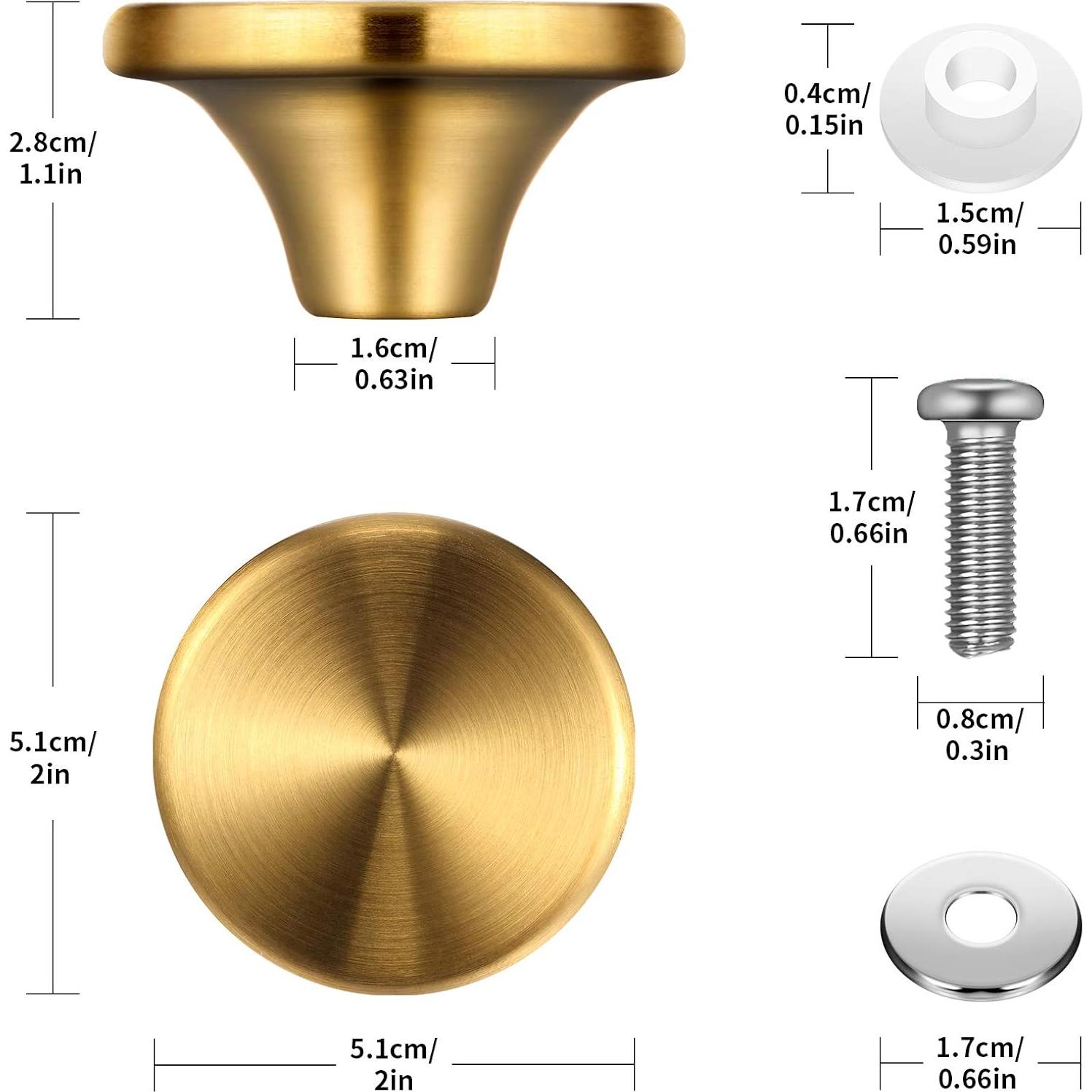 4 Perillas de Repuesto Acero Inoxidable Hotop Dorado