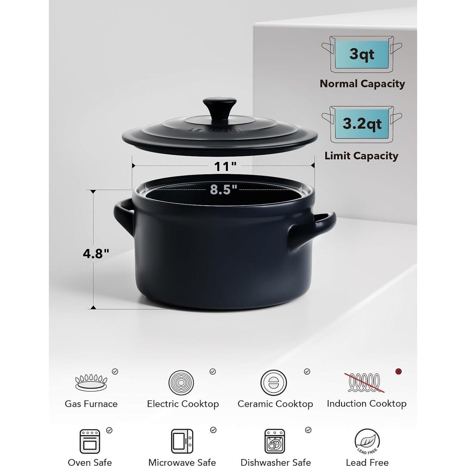 Olla Holandesa de Cerámica LE TAUCI 3.2L con Asa de Silicona