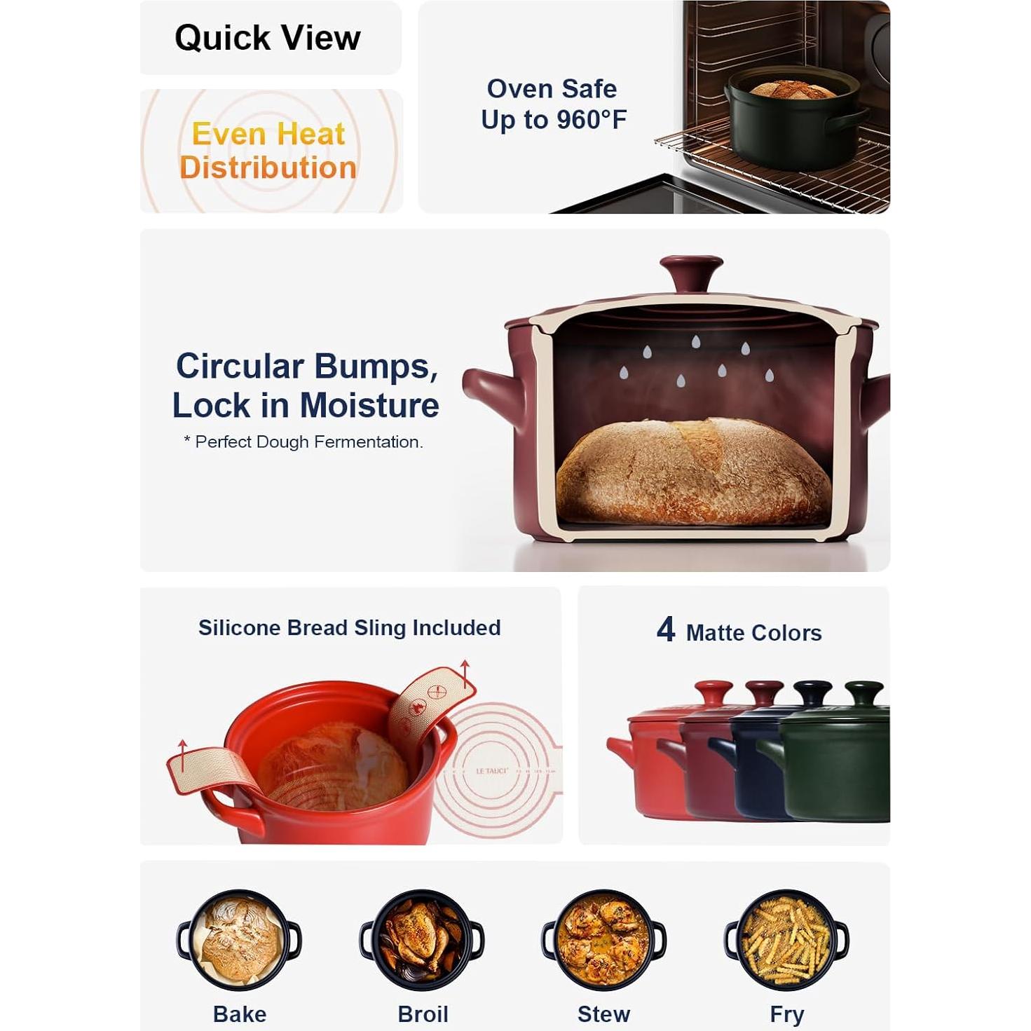 Olla Holandesa de Cerámica LE TAUCI 3.2L con Asa de Silicona