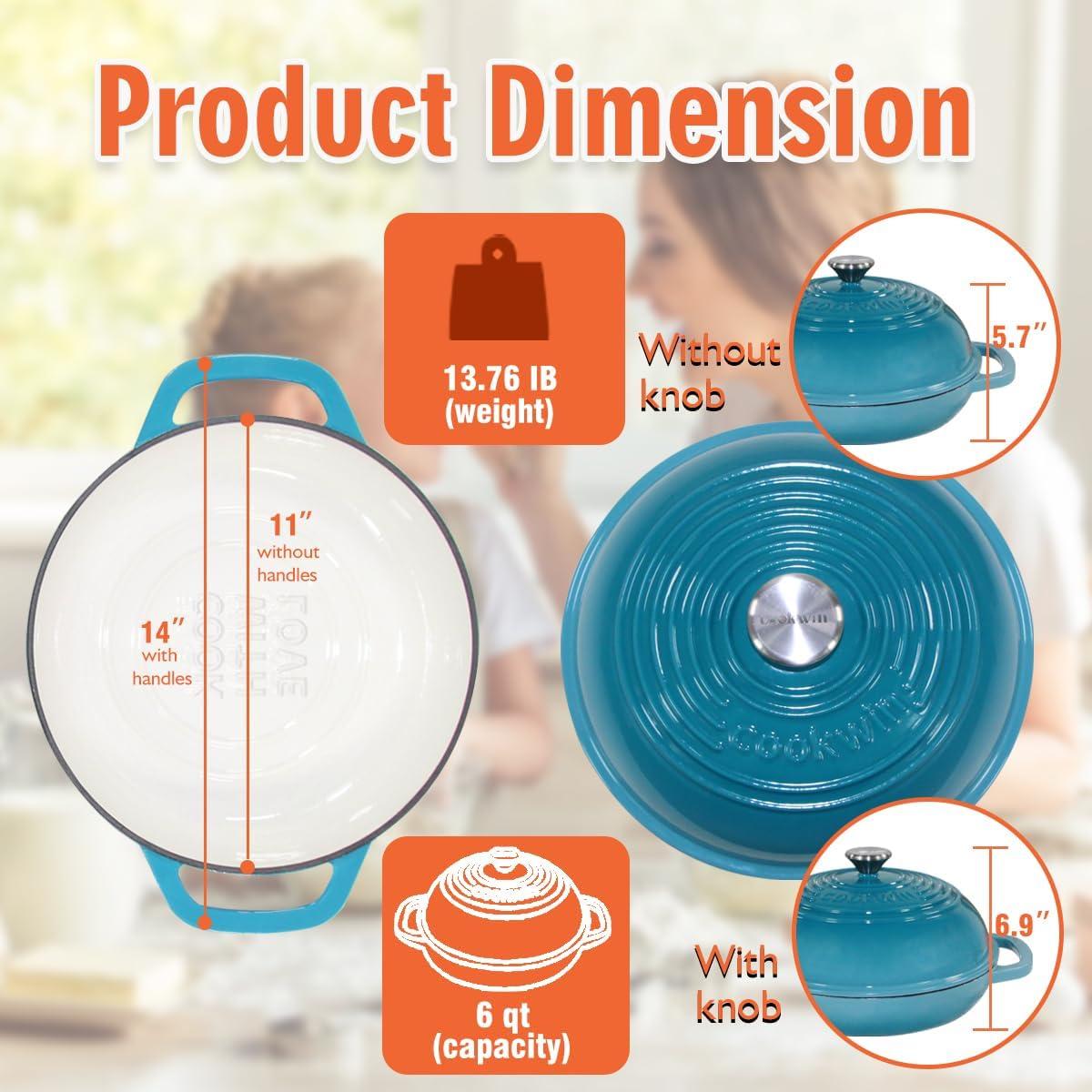 Horno Holandés COOKWIN 6 Cuartos Hierro Fundido Esmaltado