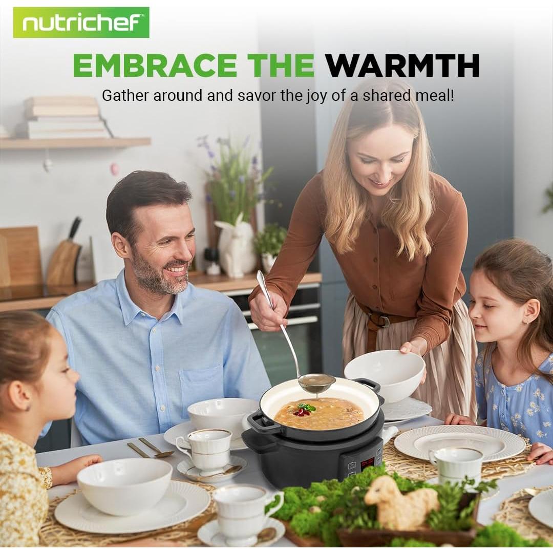 Horno Holandés Eléctrico NutriChef 6L 1500W con Tapa Inoxidable