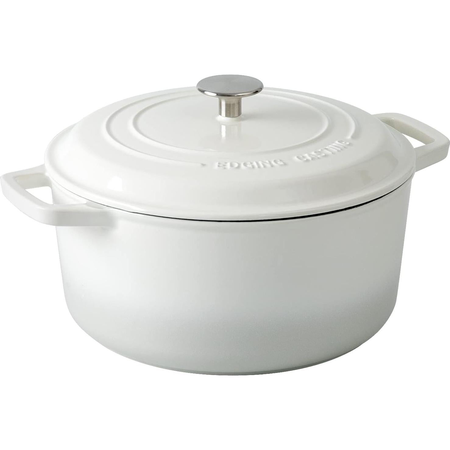 Olla Holandesa de Hierro Fundido Esmaltada EDGING 7.5L Blanca