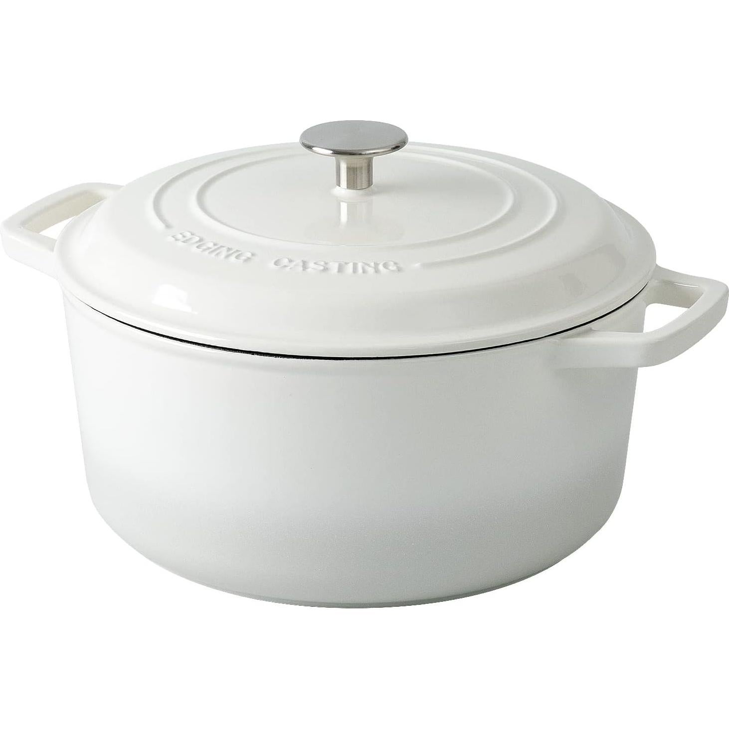 Olla Holandesa de Hierro Fundido Esmaltada EDGING 7.5L Blanca