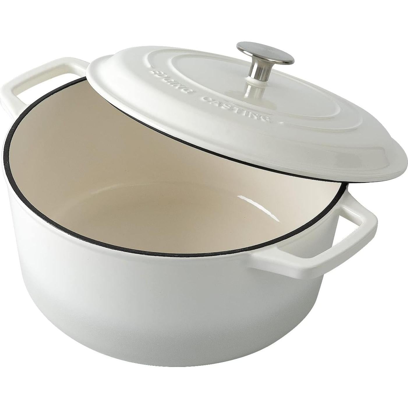 Olla Holandesa de Hierro Fundido Esmaltada EDGING 7.5L Blanca