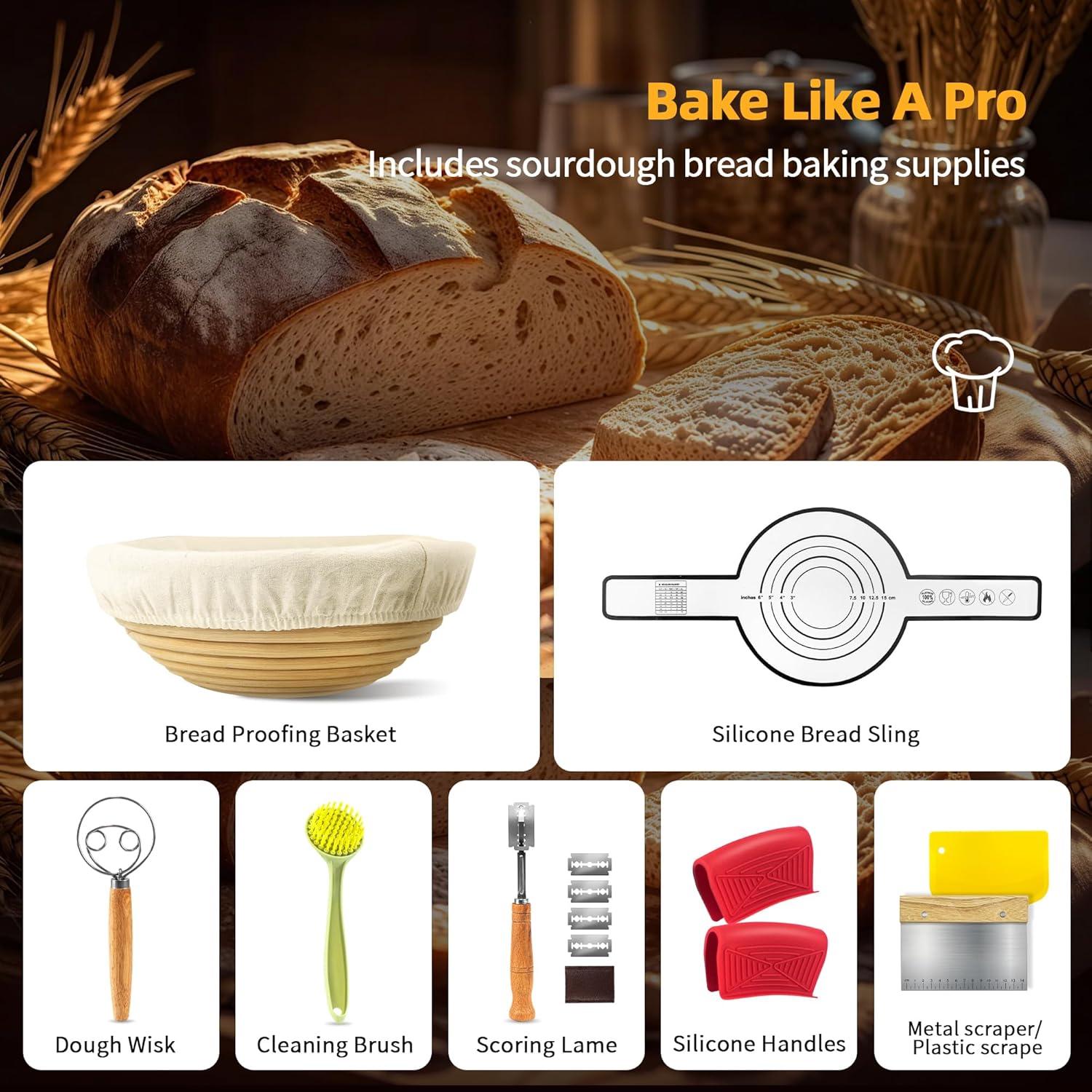 Olla de hierro fundido Aollewoiti 5 Qt con tapa y kit de pan