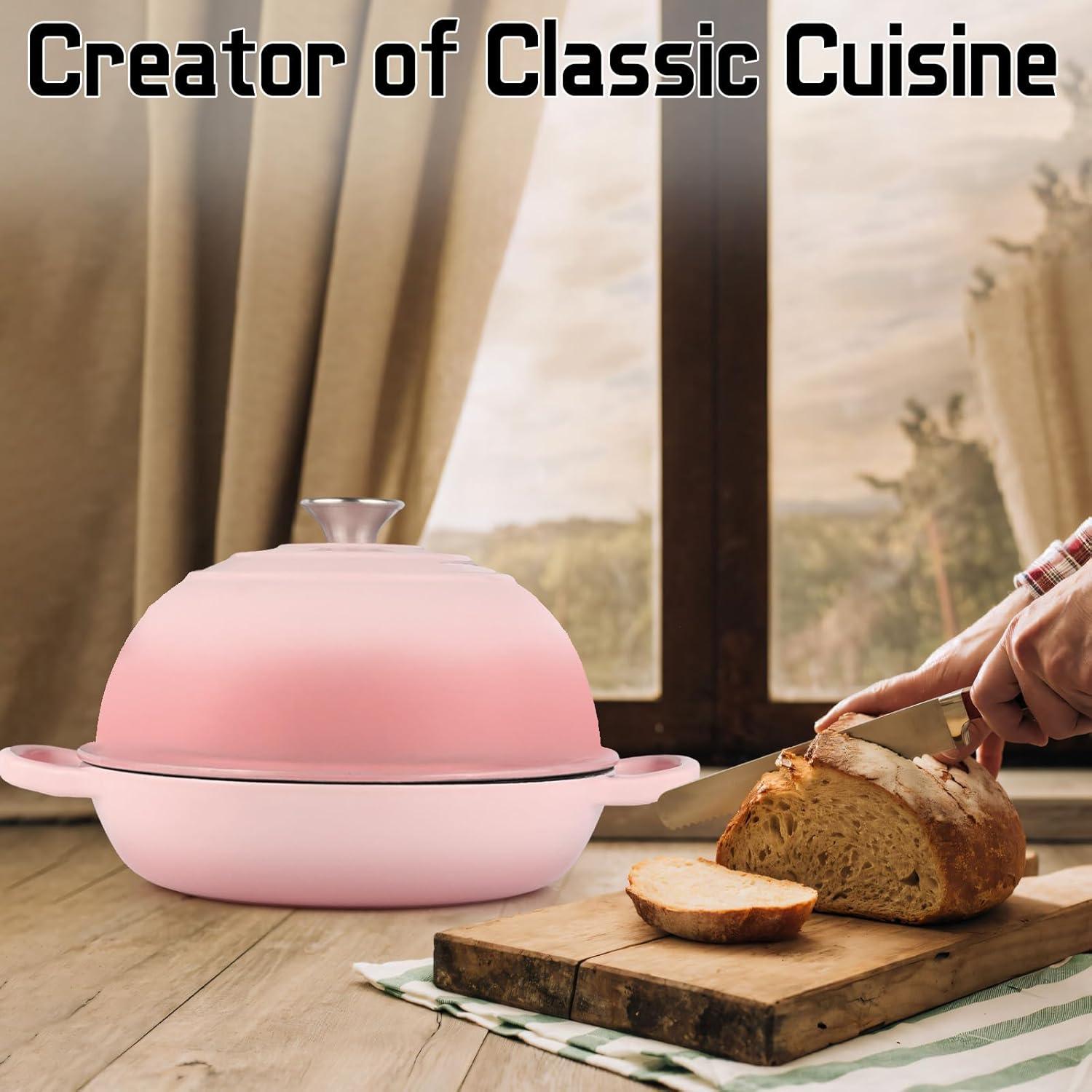 Horno de Pan CookNexa Rosa 6QT Hierro Fundido Enameled