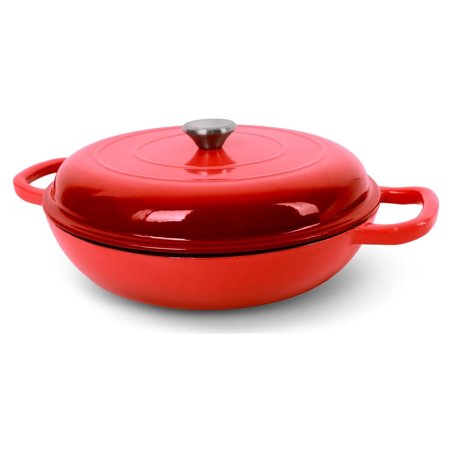 Olla de Hierro Fundido Enameled UFEH 3.8L con Tapa Rojo
