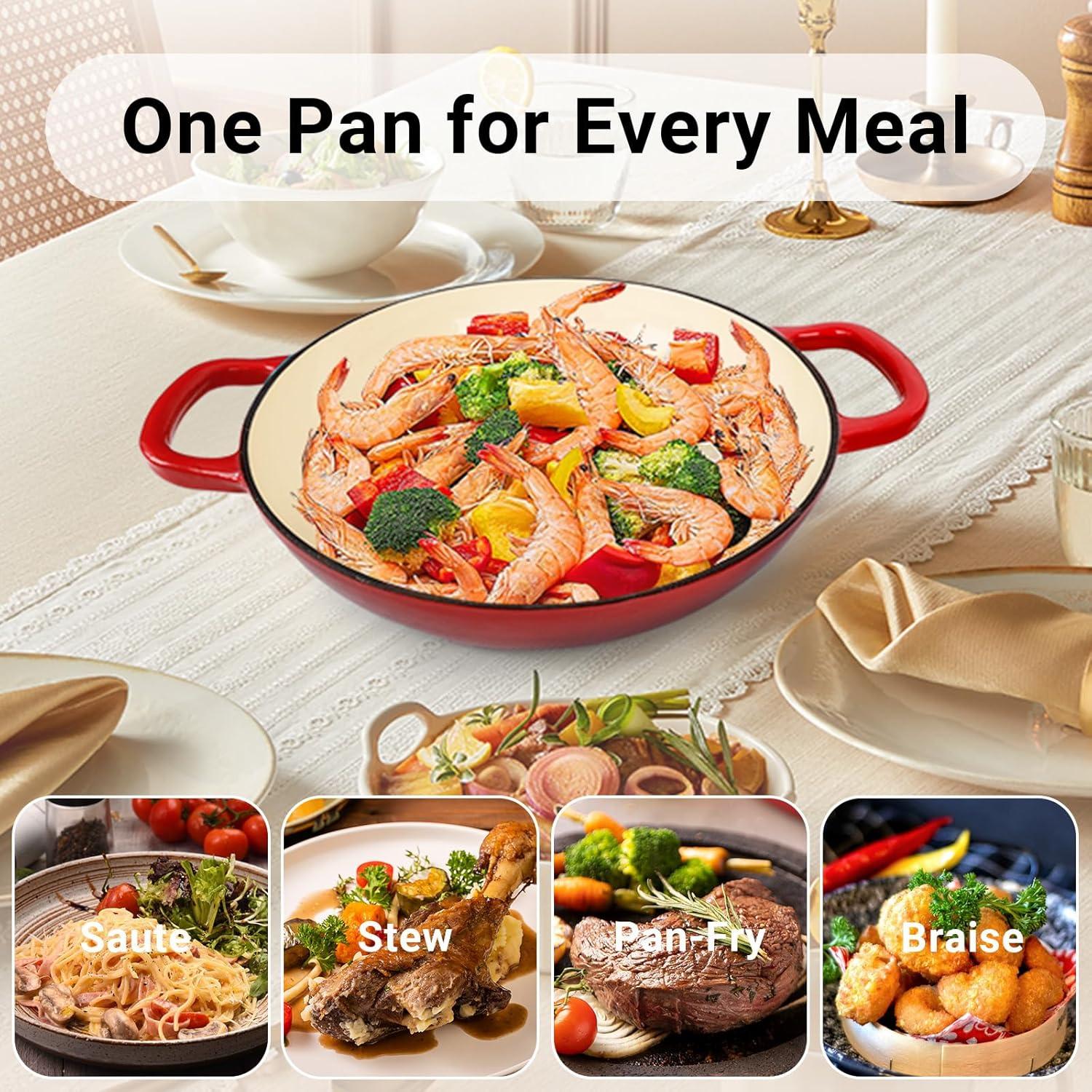 Olla de Hierro Fundido Enameled UFEH 3.8L con Tapa Rojo