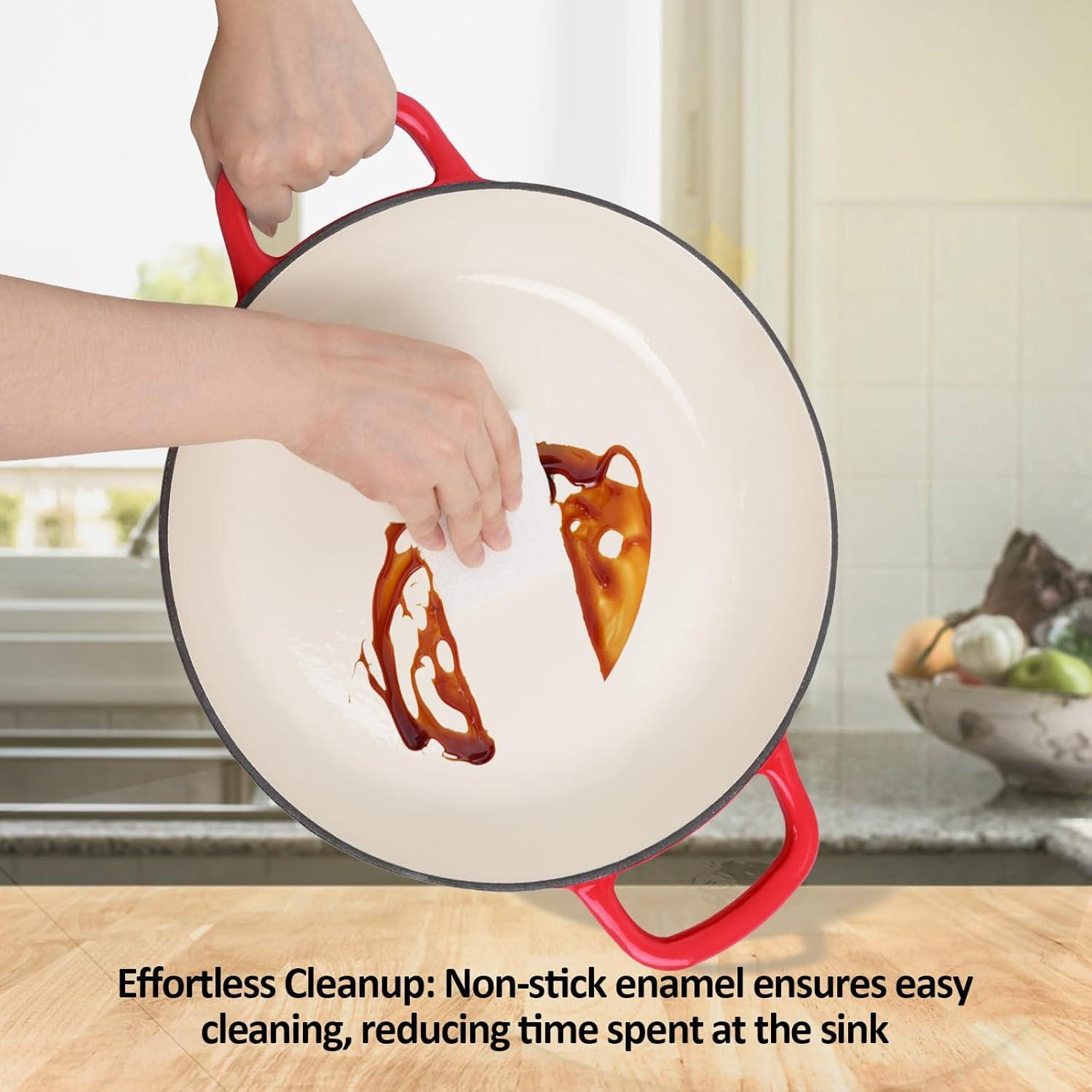 Olla de Hierro Fundido Enameled UFEH 3.8L con Tapa Rojo