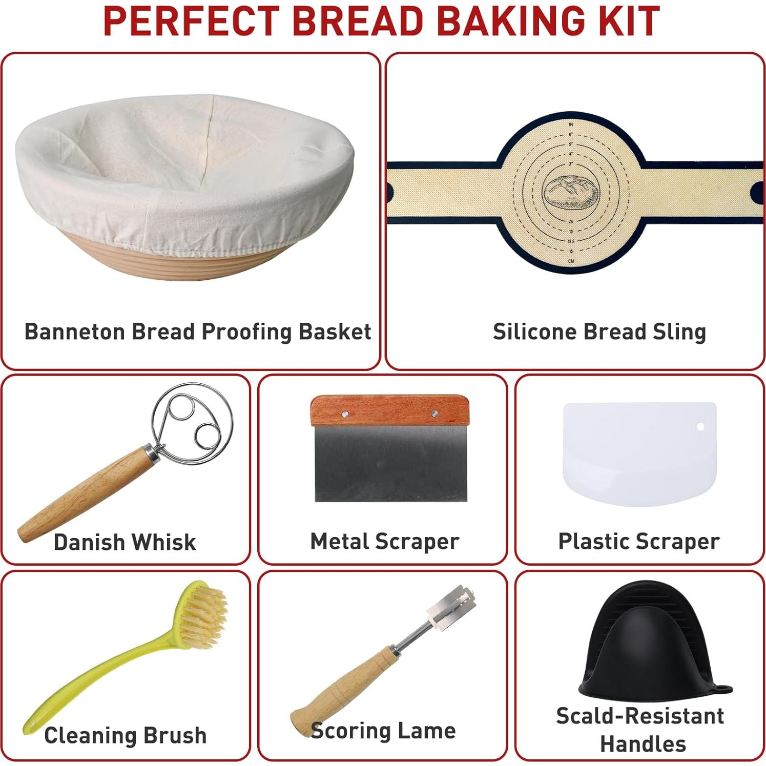 Horno de Pan de Hierro Fundido TMEDW 6QT Rojo con Accesorios