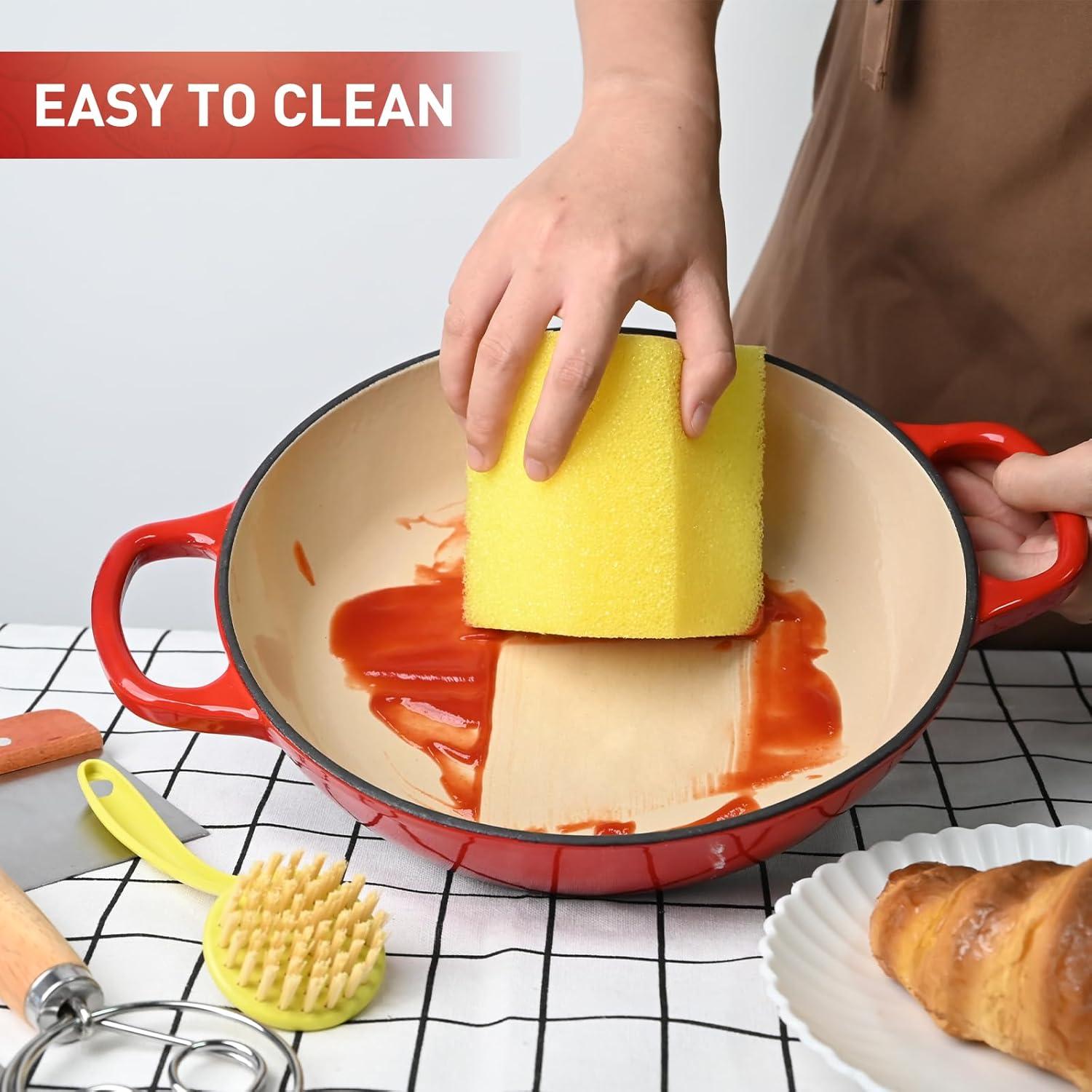 Horno de Pan de Hierro Fundido TMEDW 6QT Rojo con Accesorios