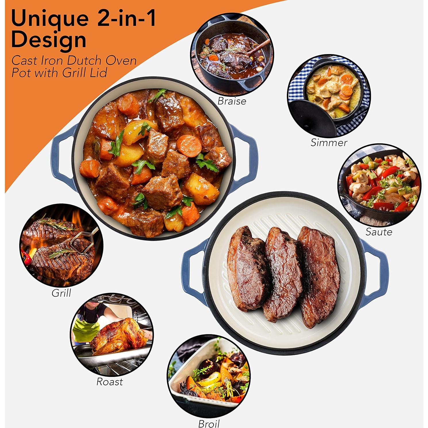 Sartén Braiser de Hierro Fundido Gennua Kitchen 3.12L Azul