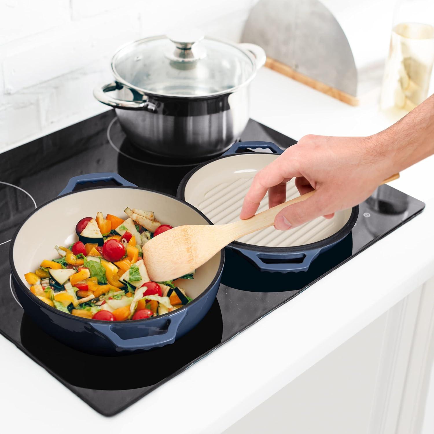 Sartén Braiser de Hierro Fundido Gennua Kitchen 3.12L Azul