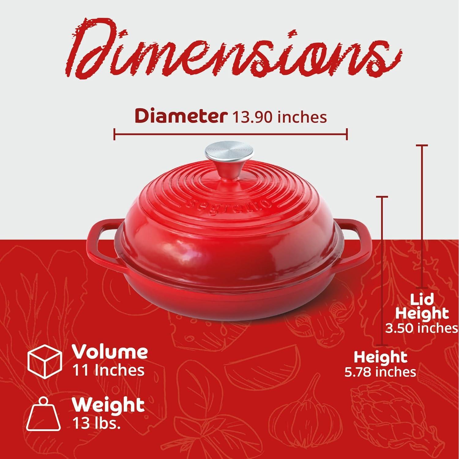 Sartén de Pan de Hierro Fundido Enameled Segretto 6L Rojo