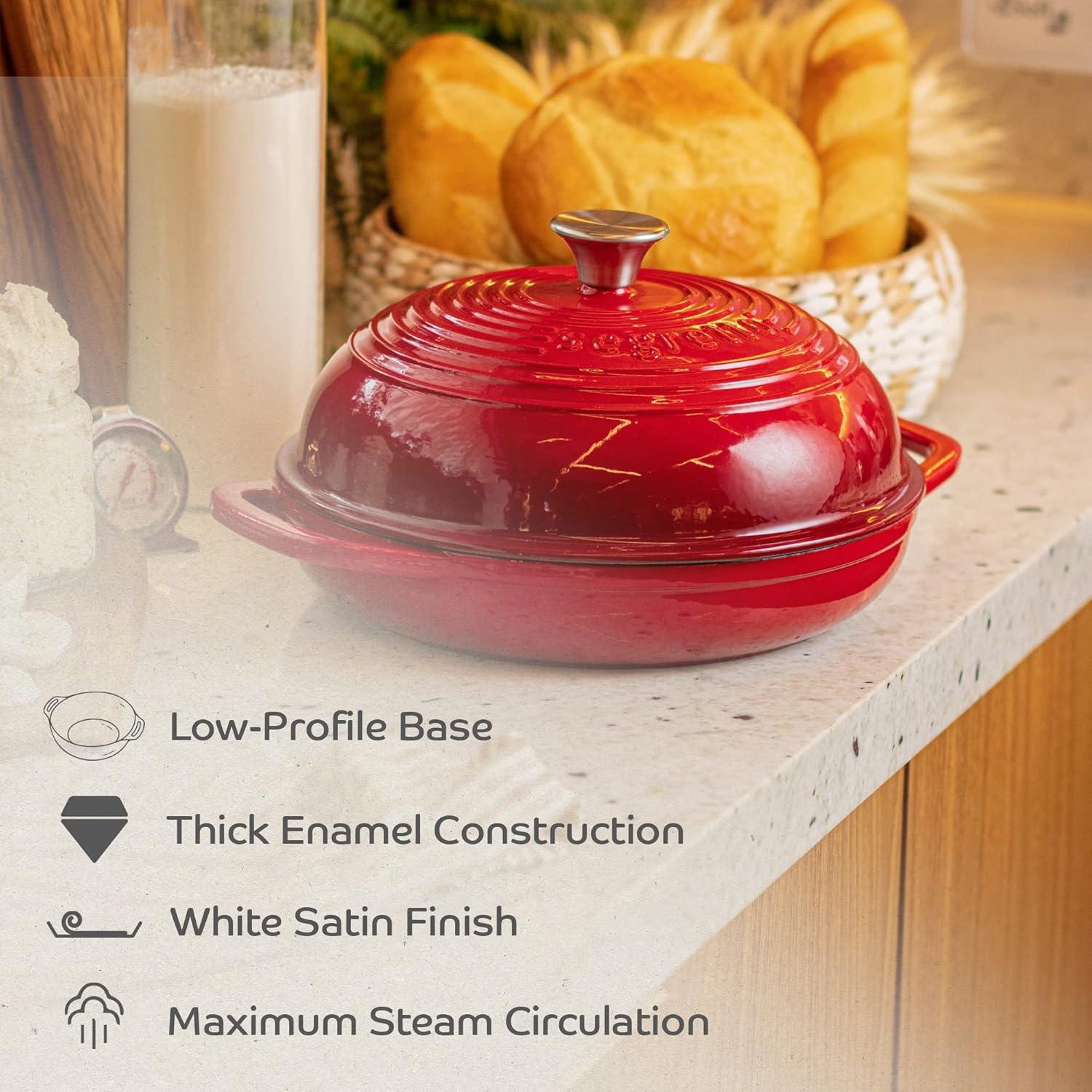 Sartén de Pan de Hierro Fundido Enameled Segretto 6L Rojo