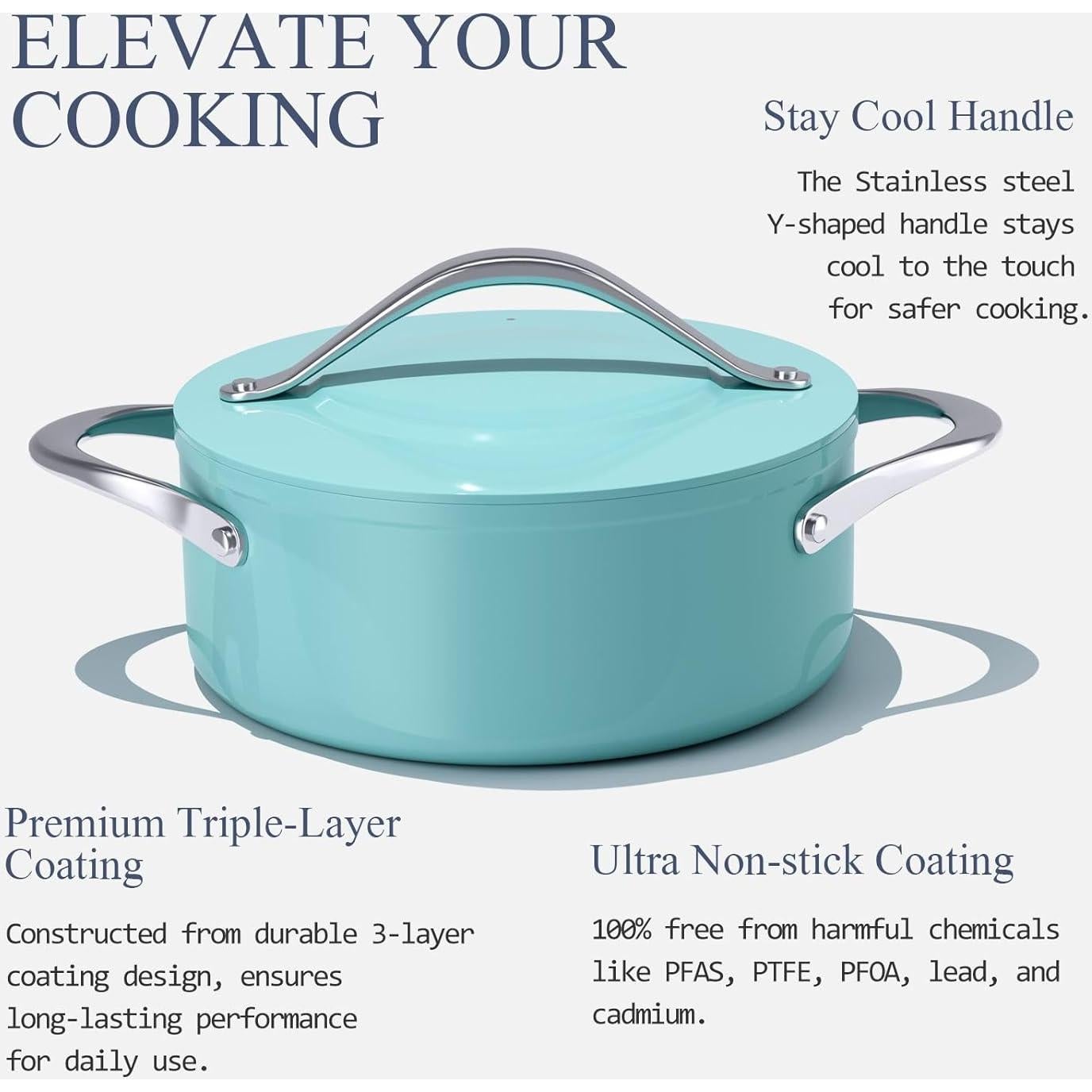 Olla Holandesa CookinCraze 4.5qt Cerámica Antiadherente