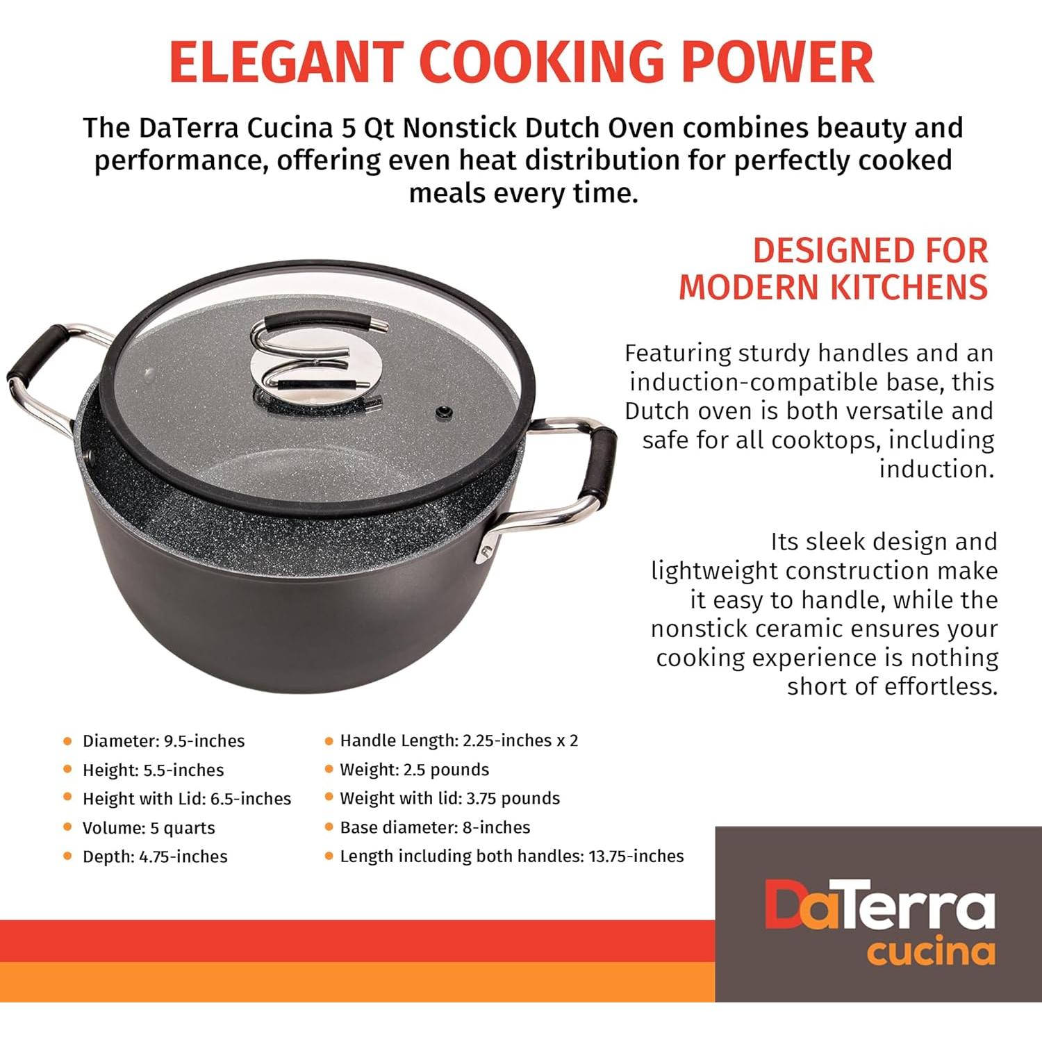 Olla Holandesa DaTerra Cucina 5 Qt Cerámica Antiadherente Negra