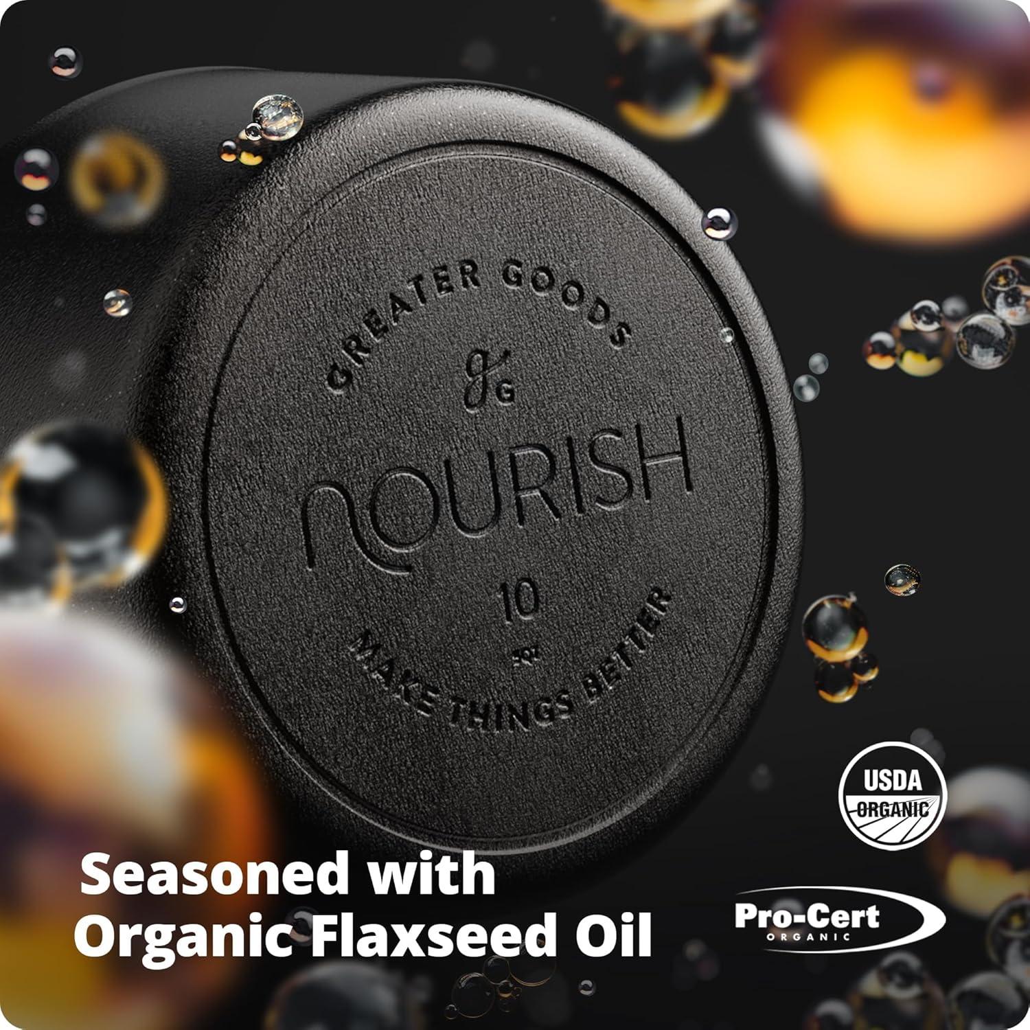 Olla de Hierro Fundido Greater Goods 10" con Tapa 5 Cuartos