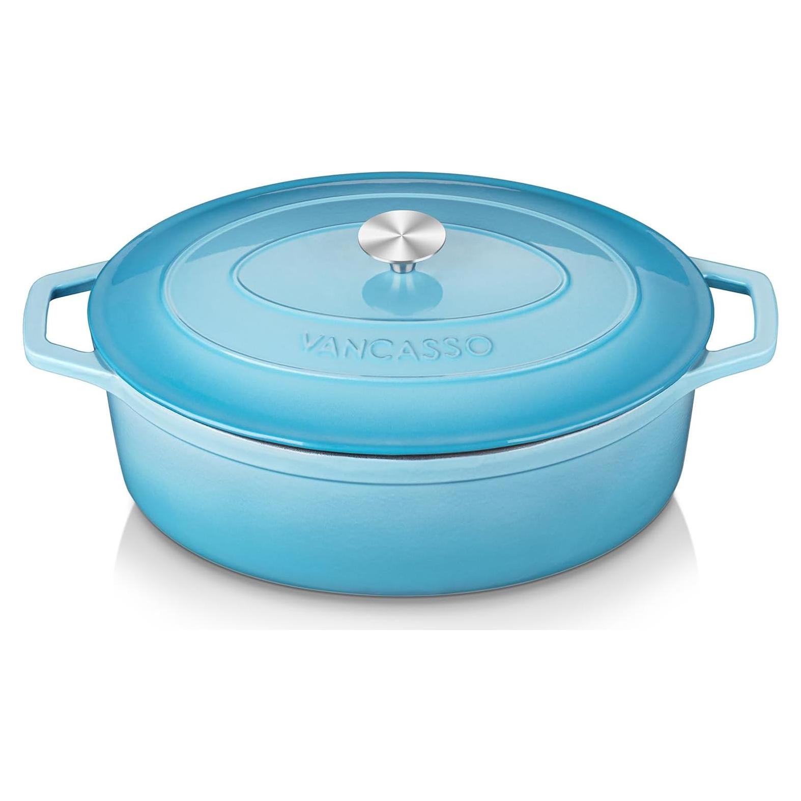 Olla de Hierro Fundido Enameled vancasso 9.3L Ovalada Azul