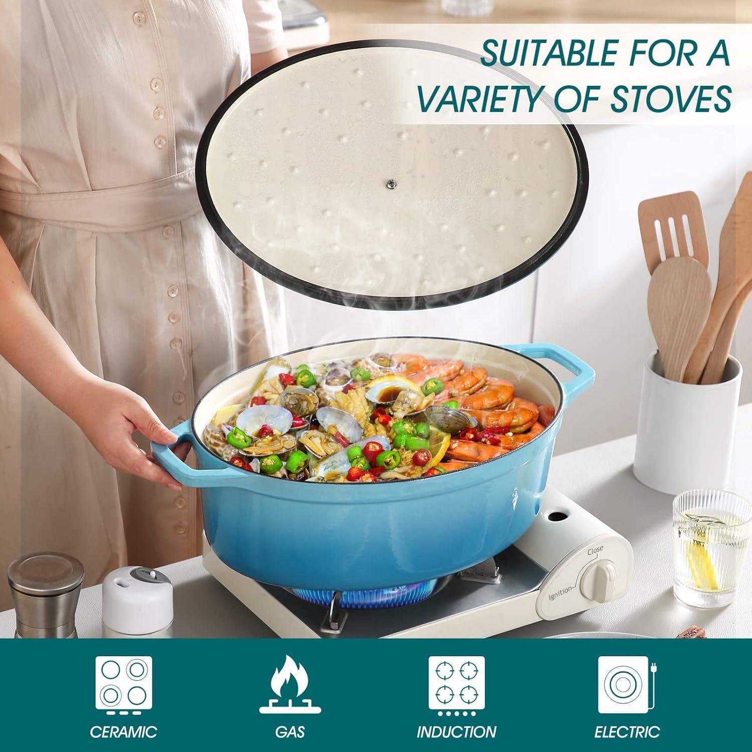 Olla de Hierro Fundido Enameled vancasso 9.3L Ovalada Azul