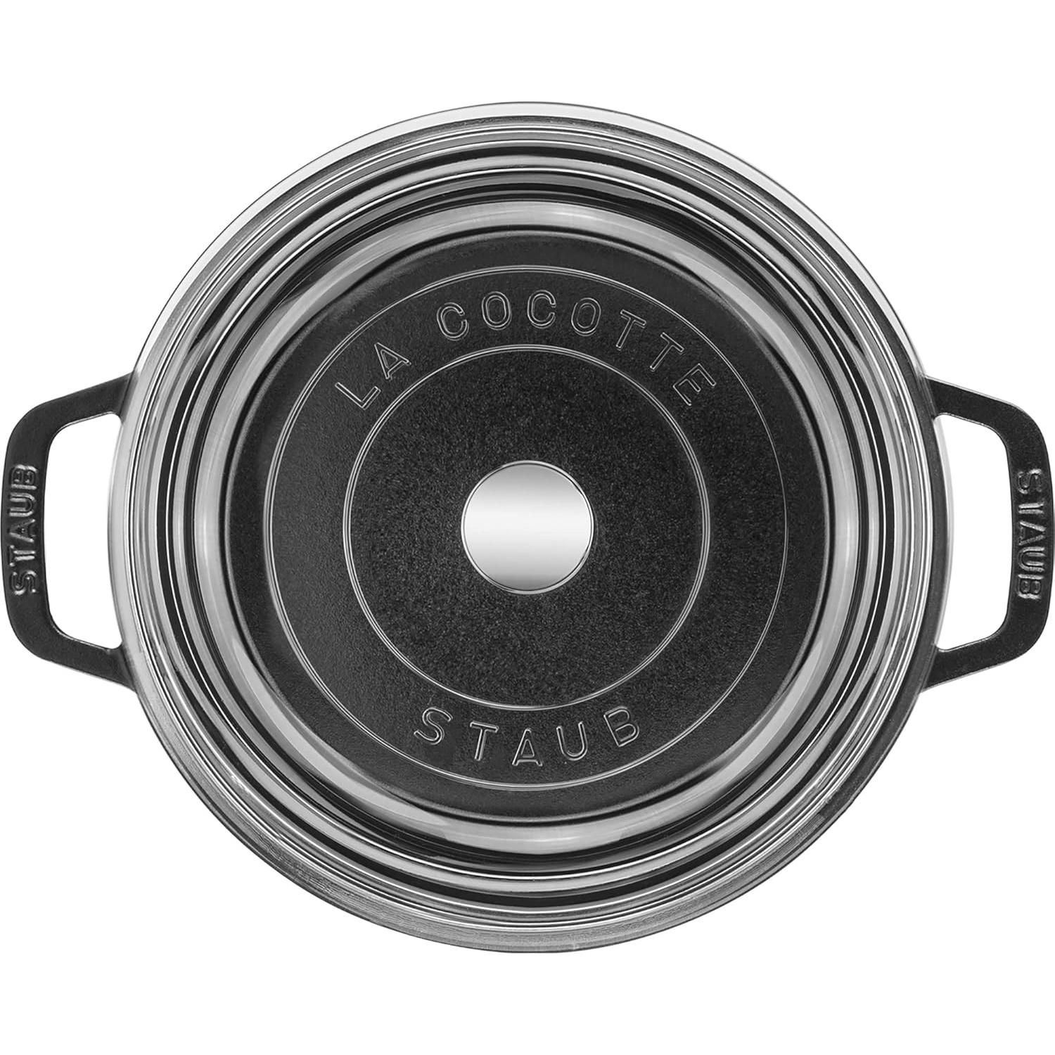 Cazuela de Hierro Fundido Staub 4qt Redonda con Tapa Vidrio