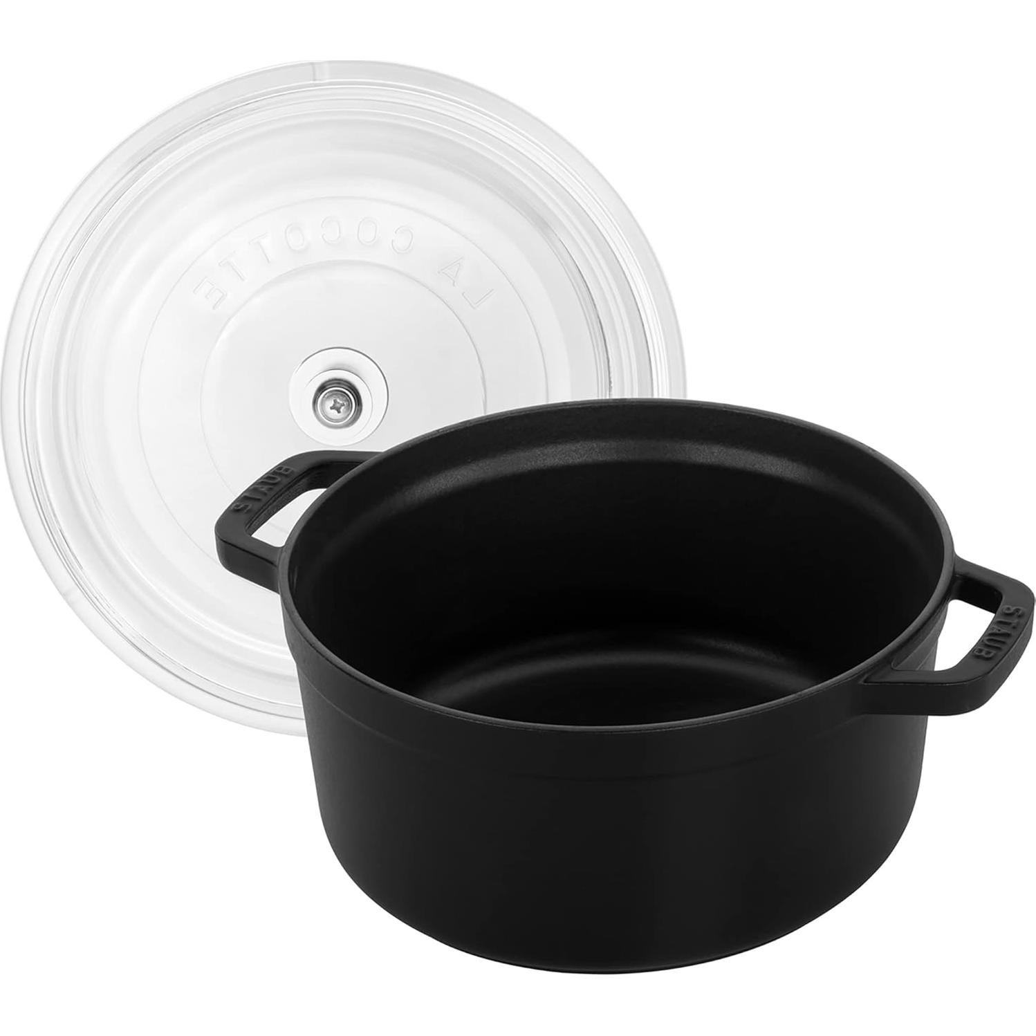 Cazuela de Hierro Fundido Staub 4qt Redonda con Tapa Vidrio