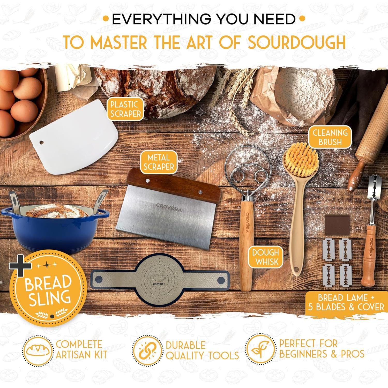 Olla de hierro fundido esmaltada Crovora 6 QT azul con tapa