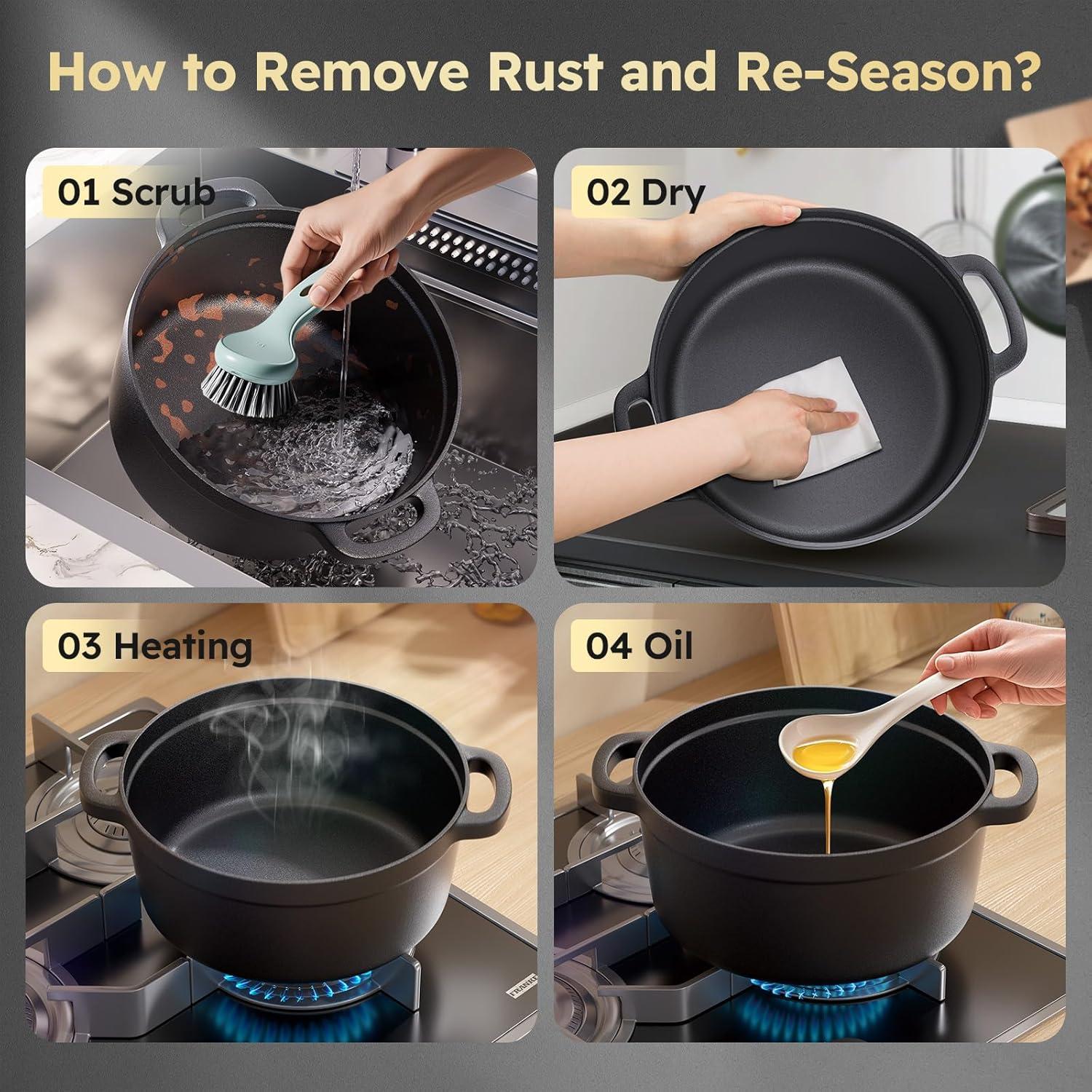 Olla de Hierro Fundido UPCERA 5QT con Tapa y Accesorios para Pan