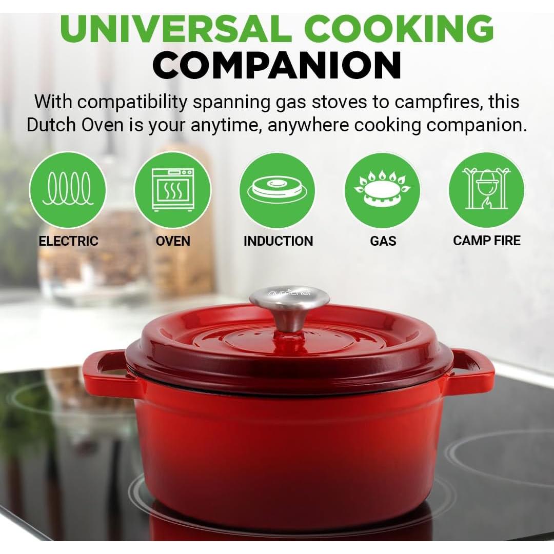 Olla de Hierro Fundido Enameled NutriChef 5 Qt con Tapa