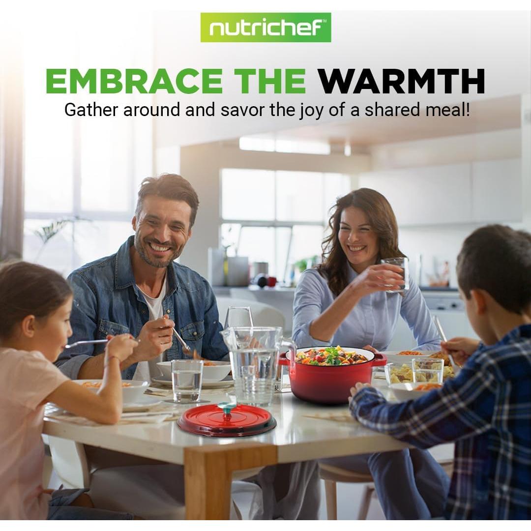 Olla de Hierro Fundido Enameled NutriChef 5 Qt con Tapa