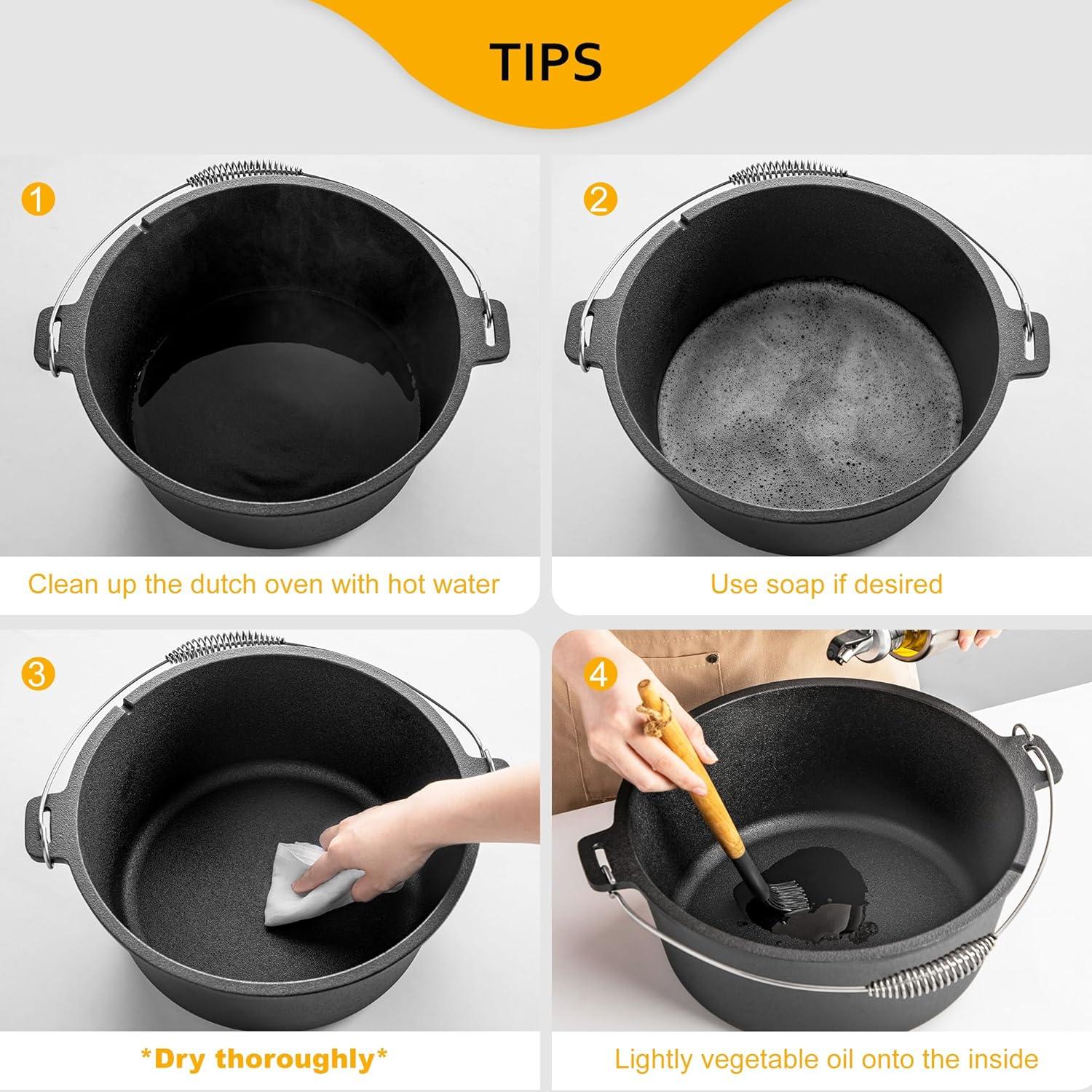 Horno Holandés de Camping Velaze 10QT Hierro Fundido Pre-Sazonado