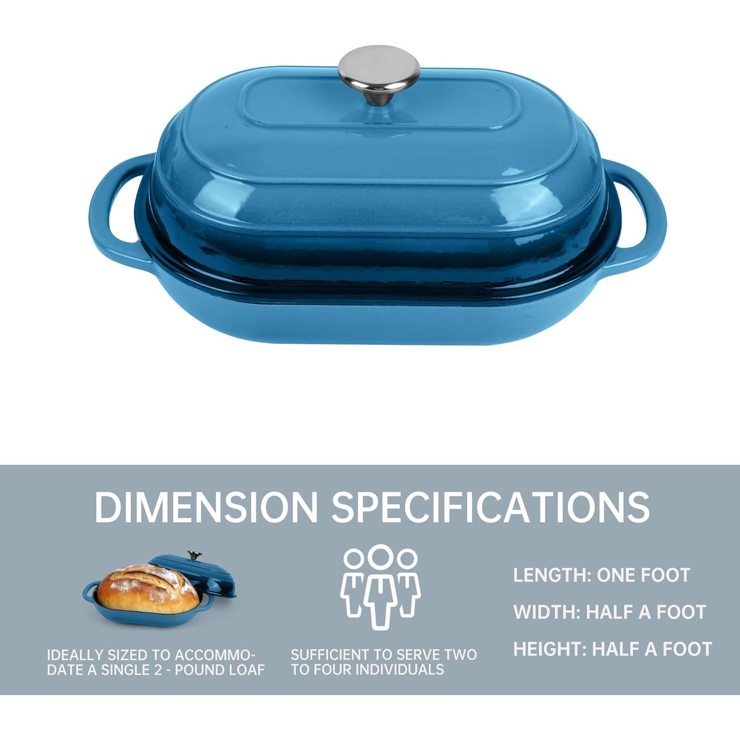 Horno Holandés Fijxzct 5QT Antiadherente Azul Ovalado