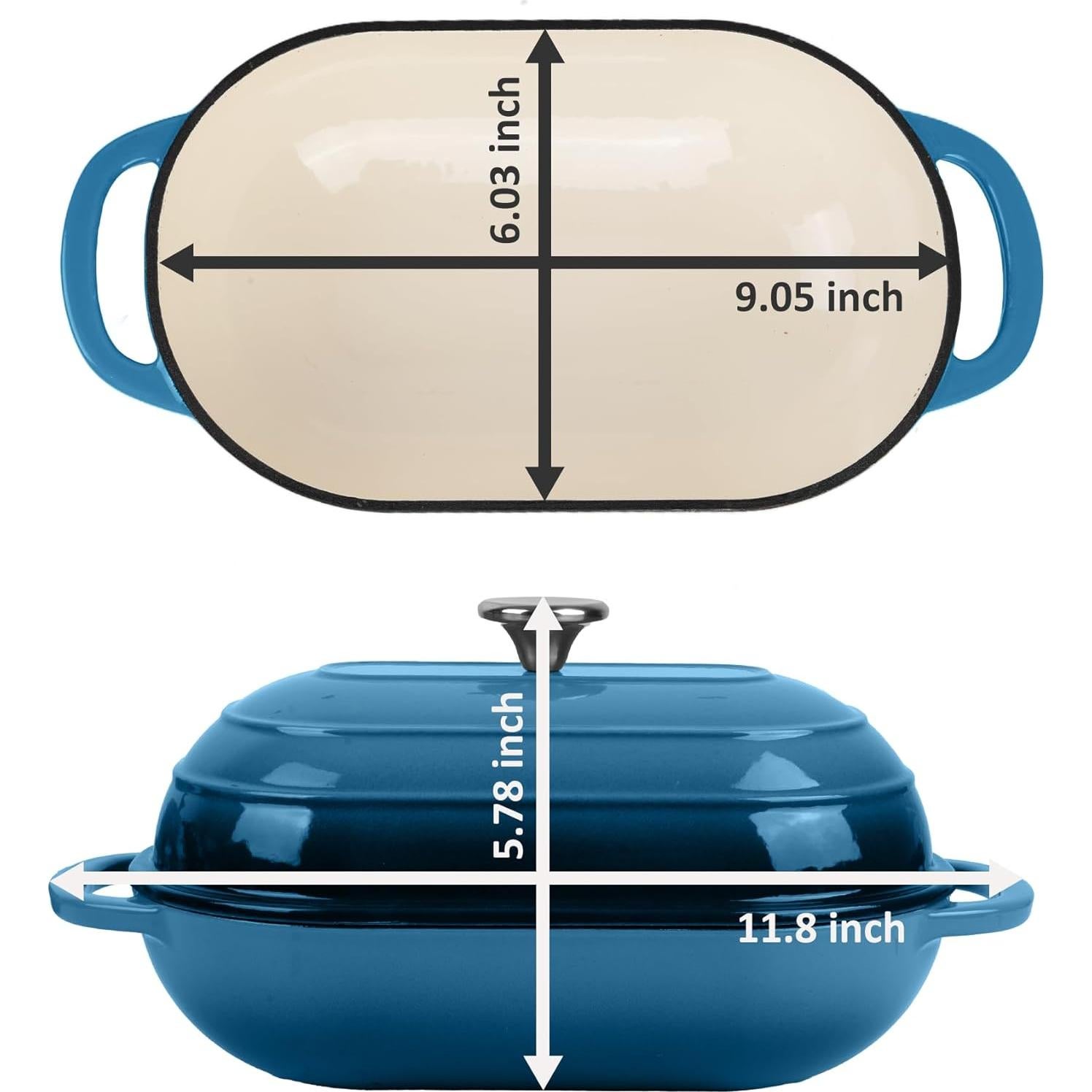 Horno Holandés Fijxzct 5QT Antiadherente Azul Ovalado