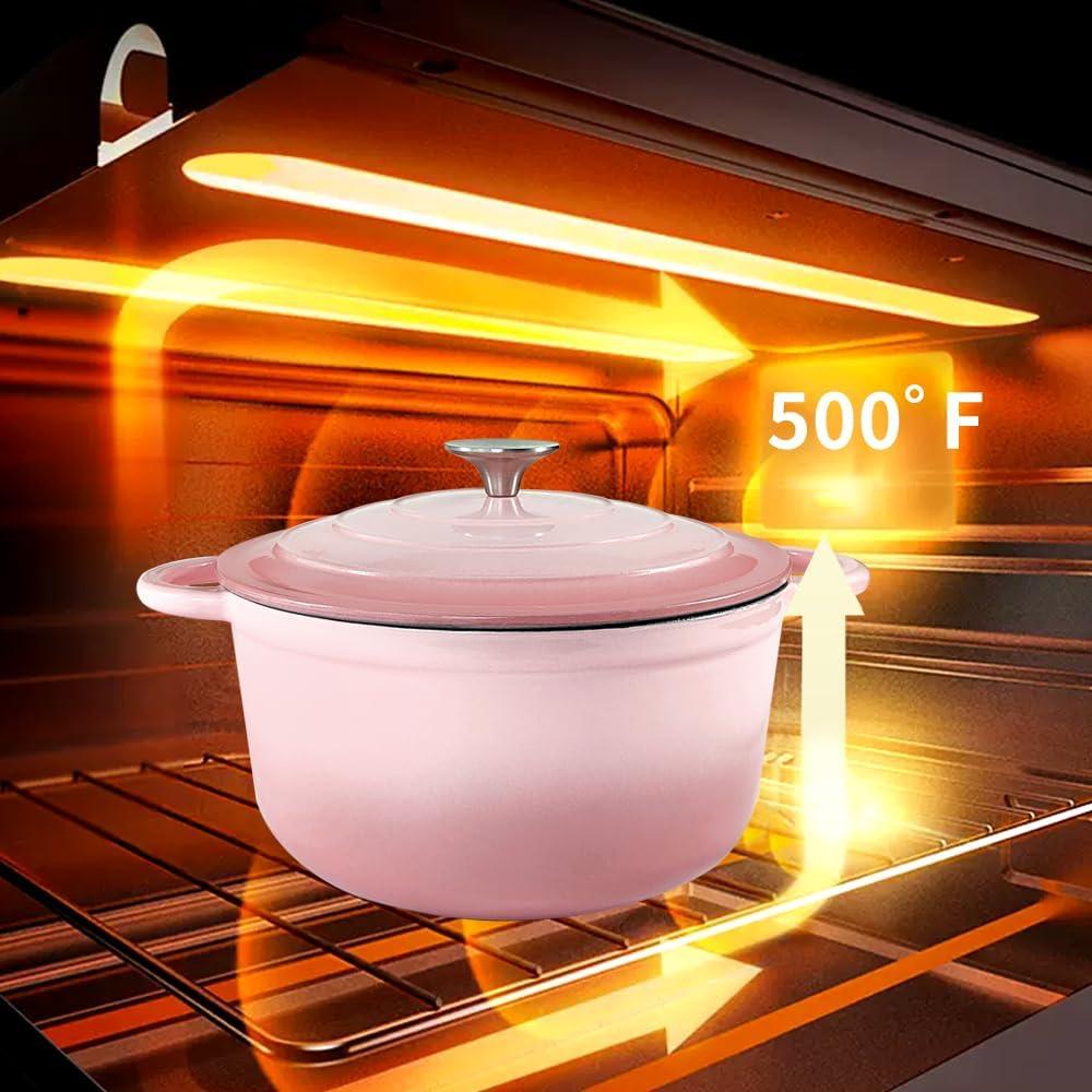Olla Holandesa de Hierro Fundido COOKWIN 4.5L Rosa con Tapa