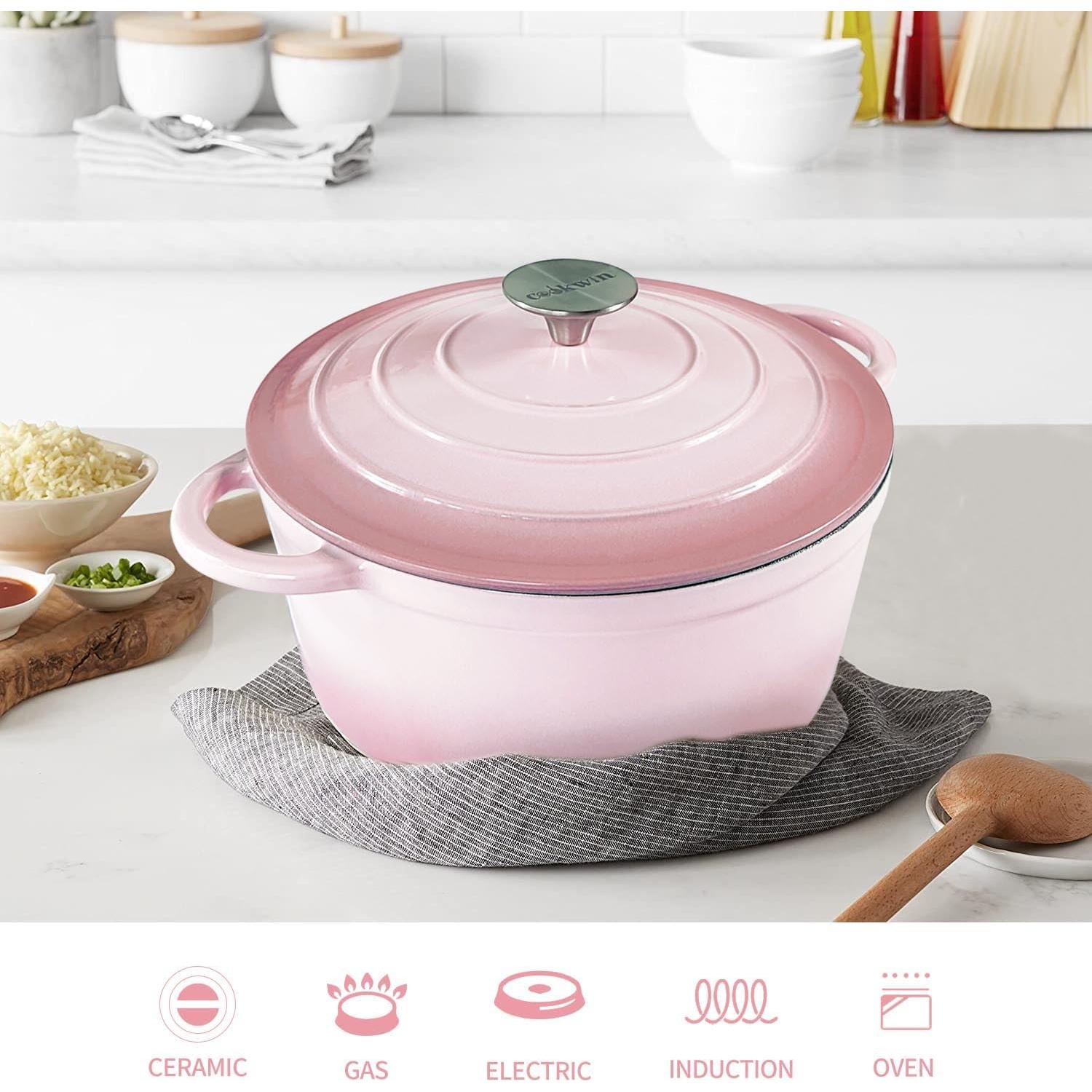 Olla Holandesa de Hierro Fundido COOKWIN 4.5L Rosa con Tapa