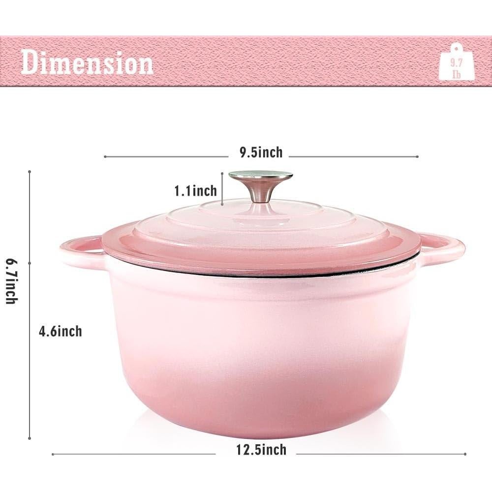 Olla Holandesa de Hierro Fundido COOKWIN 4.5L Rosa con Tapa