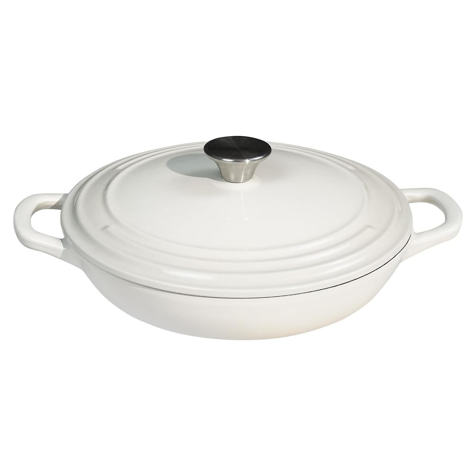 Braiser de Hierro Fundido Enameled Flavehc 3 qt Blanco