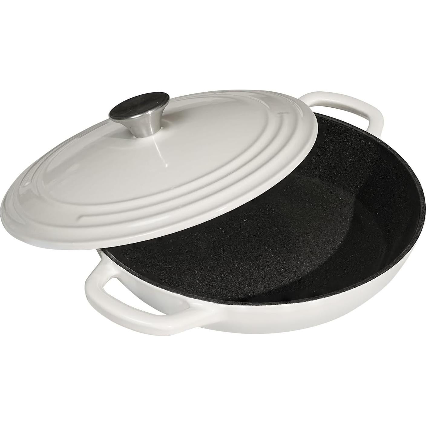 Braiser de Hierro Fundido Enameled Flavehc 3 qt Blanco