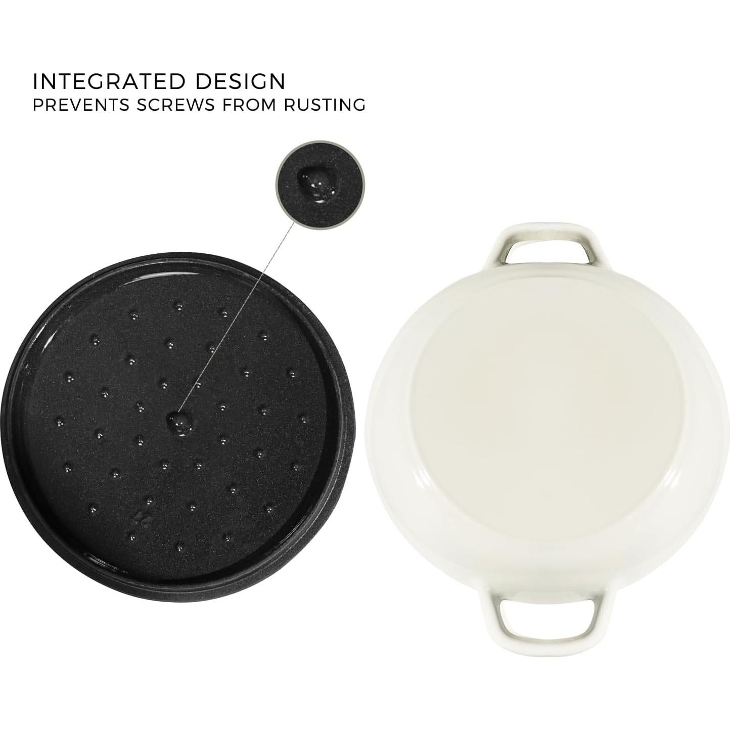 Braiser de Hierro Fundido Enameled Flavehc 3 qt Blanco