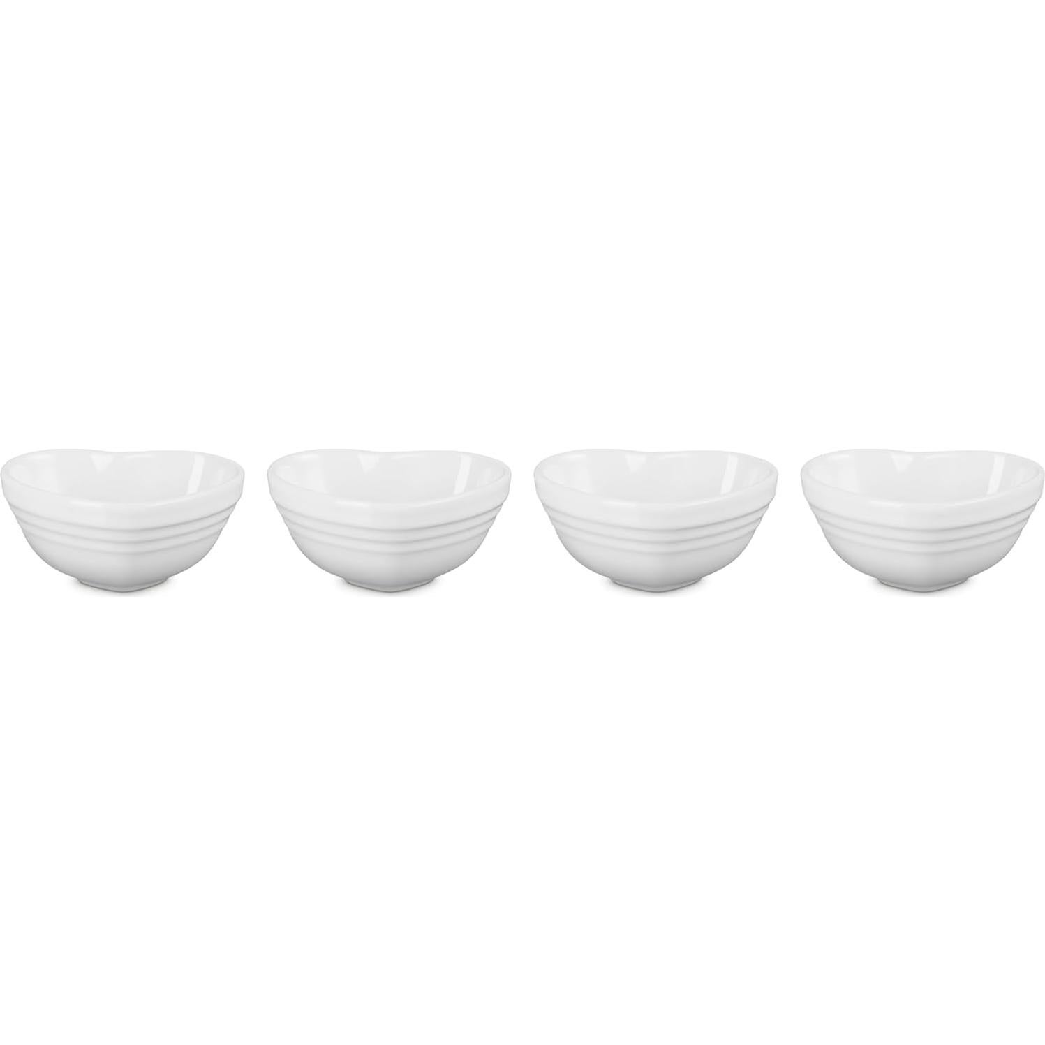 Juego de 4 Mini Cuencos Corazón Le Creuset Cerámica Blanca